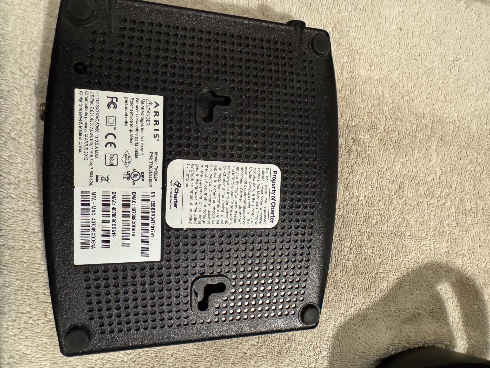ARRIS TM822A DOCSIS 3.0 Cable Modem – PARTS/REPAIR ONLY!!!!