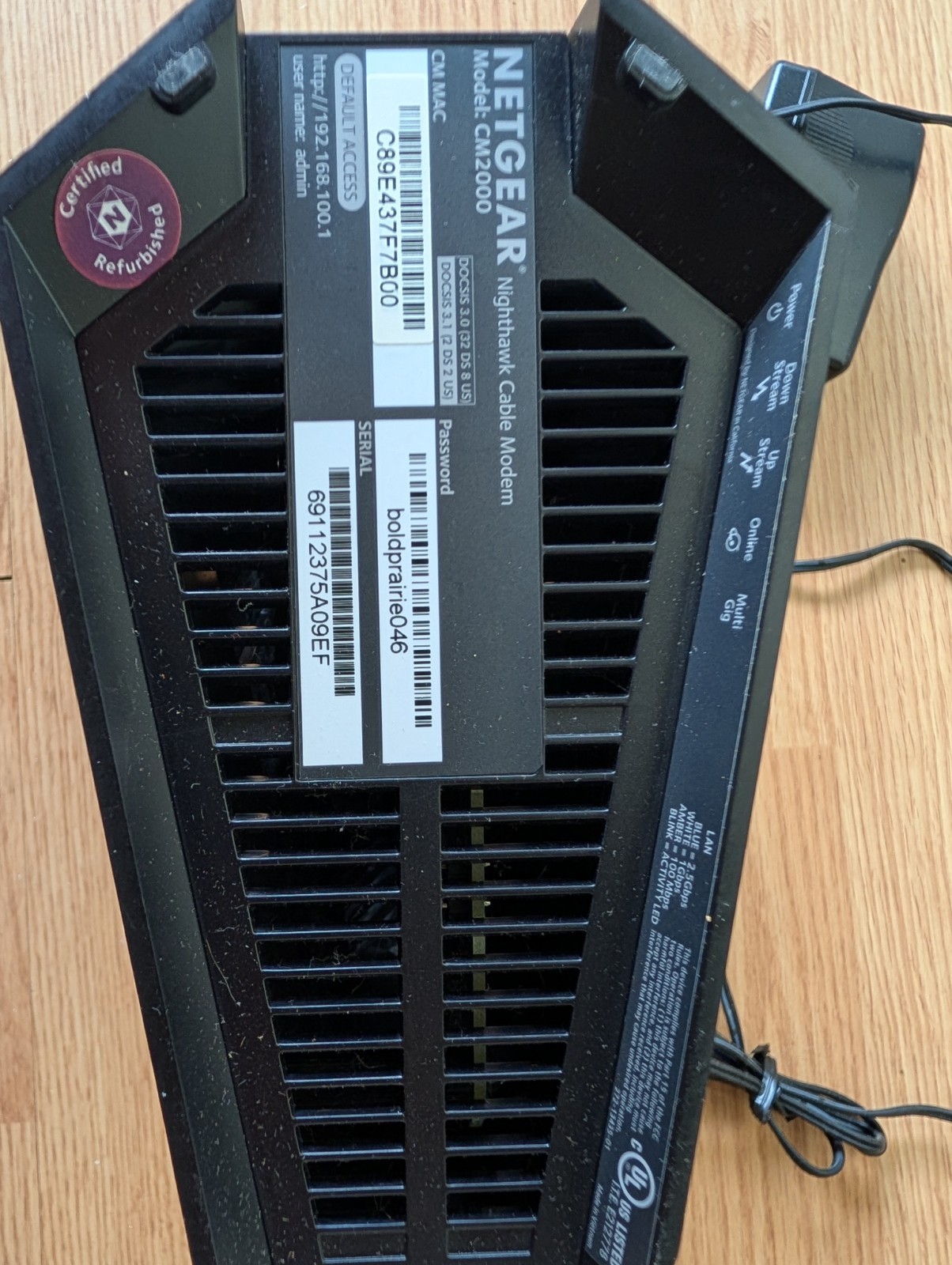 NETGEAR CM2000 Nighthawk DOCSIS 3.1 Cable Modem 2.5Gbps