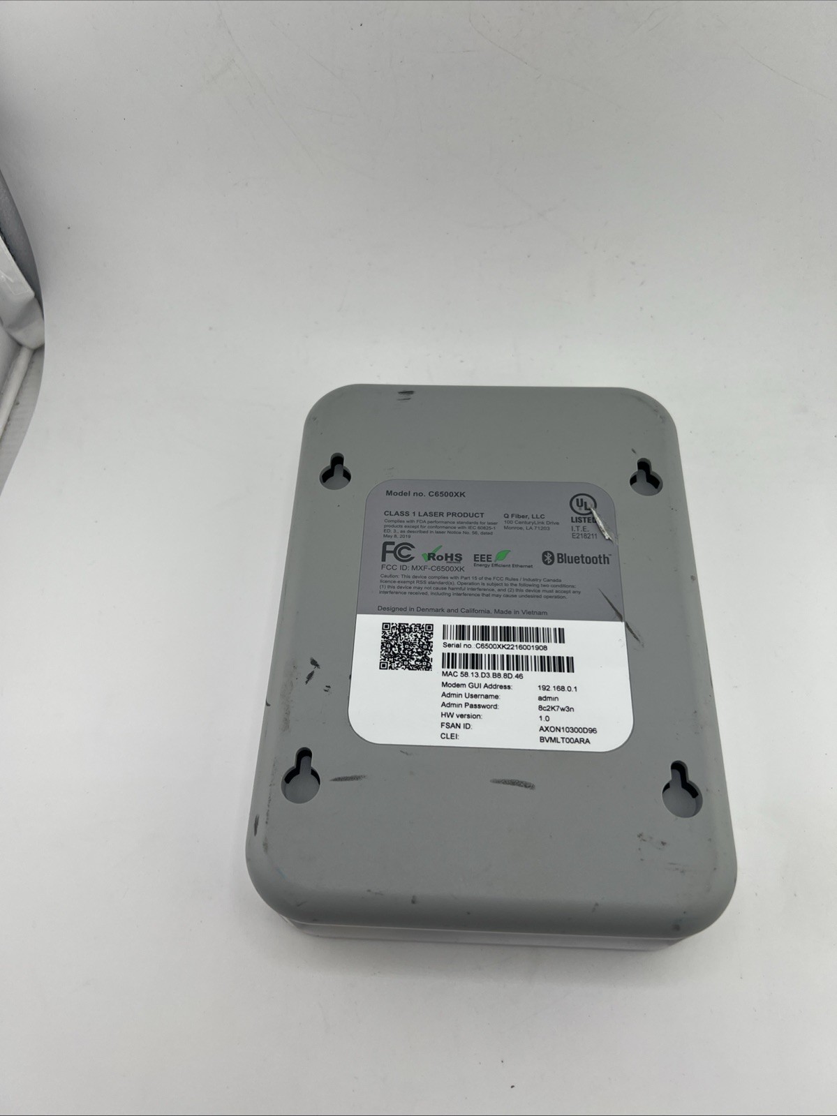 Quantum Fiber C5500XK High Performance Modem No Power Cord