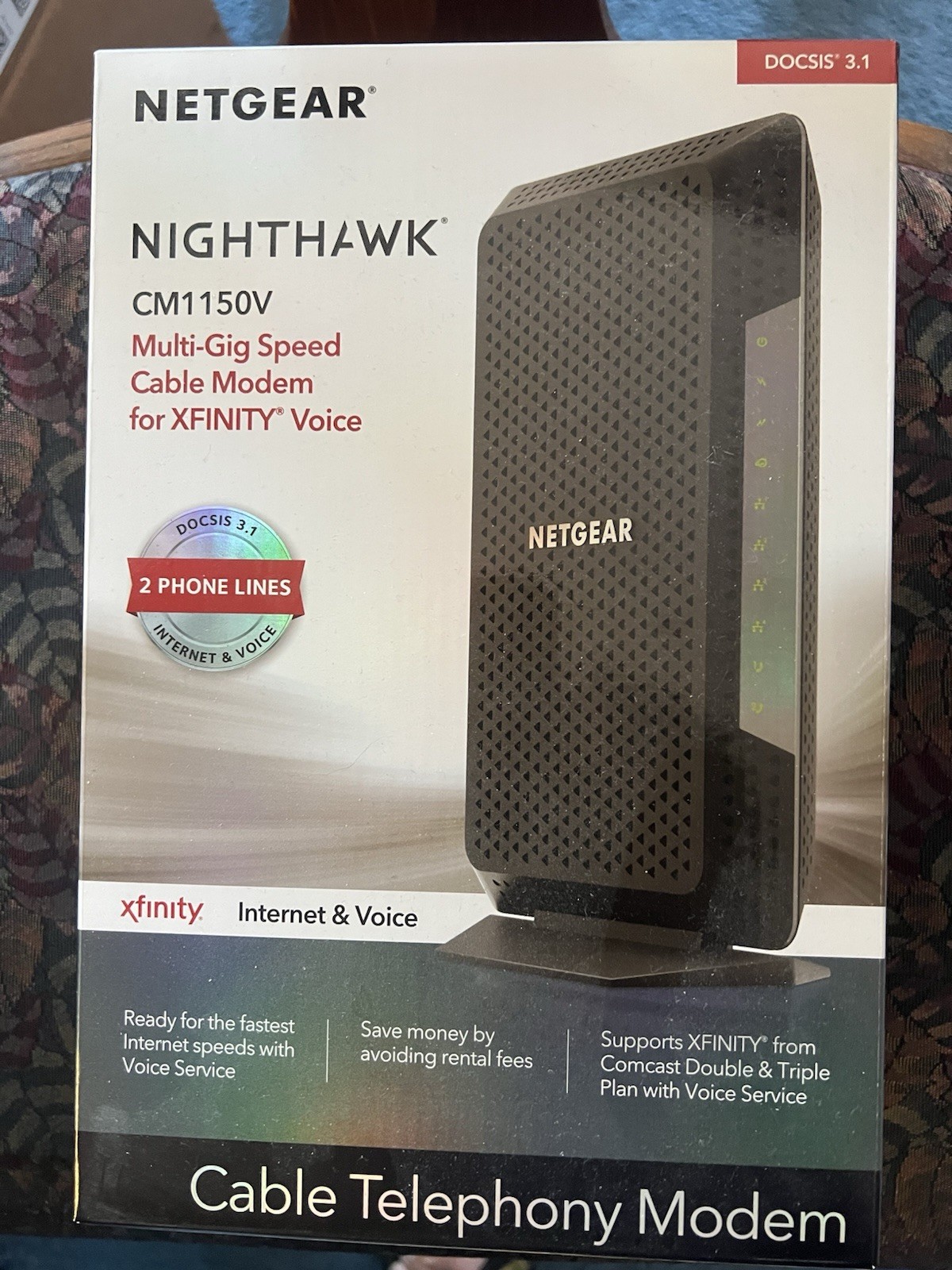 NETGEAR CM1150V Nighthawk Multi-Gig Speed Cable Modem for XFINITY Voice