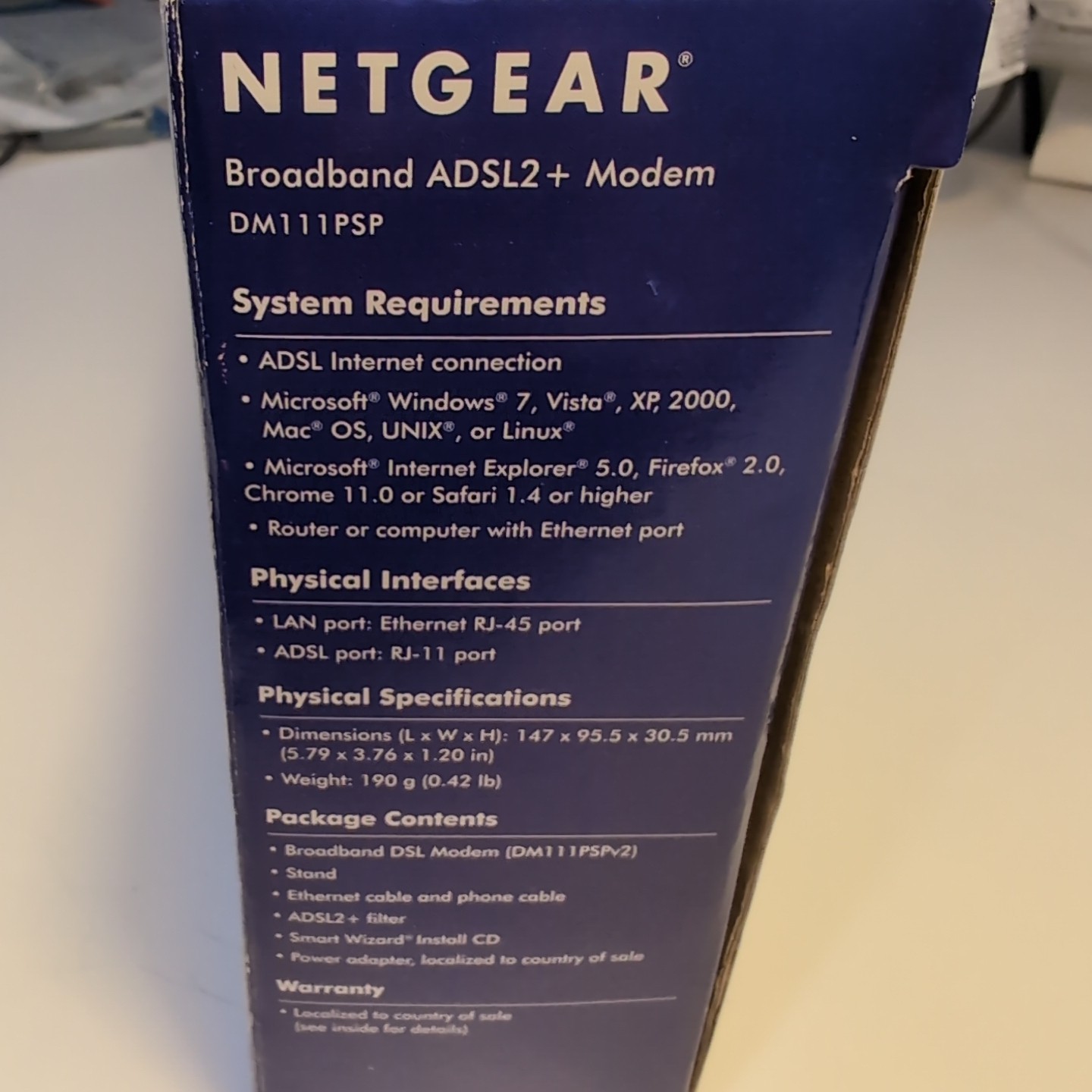 Netgear Broadband ADSL2+ Modem Router Gateway New Open Box DM111PSP-100NAS