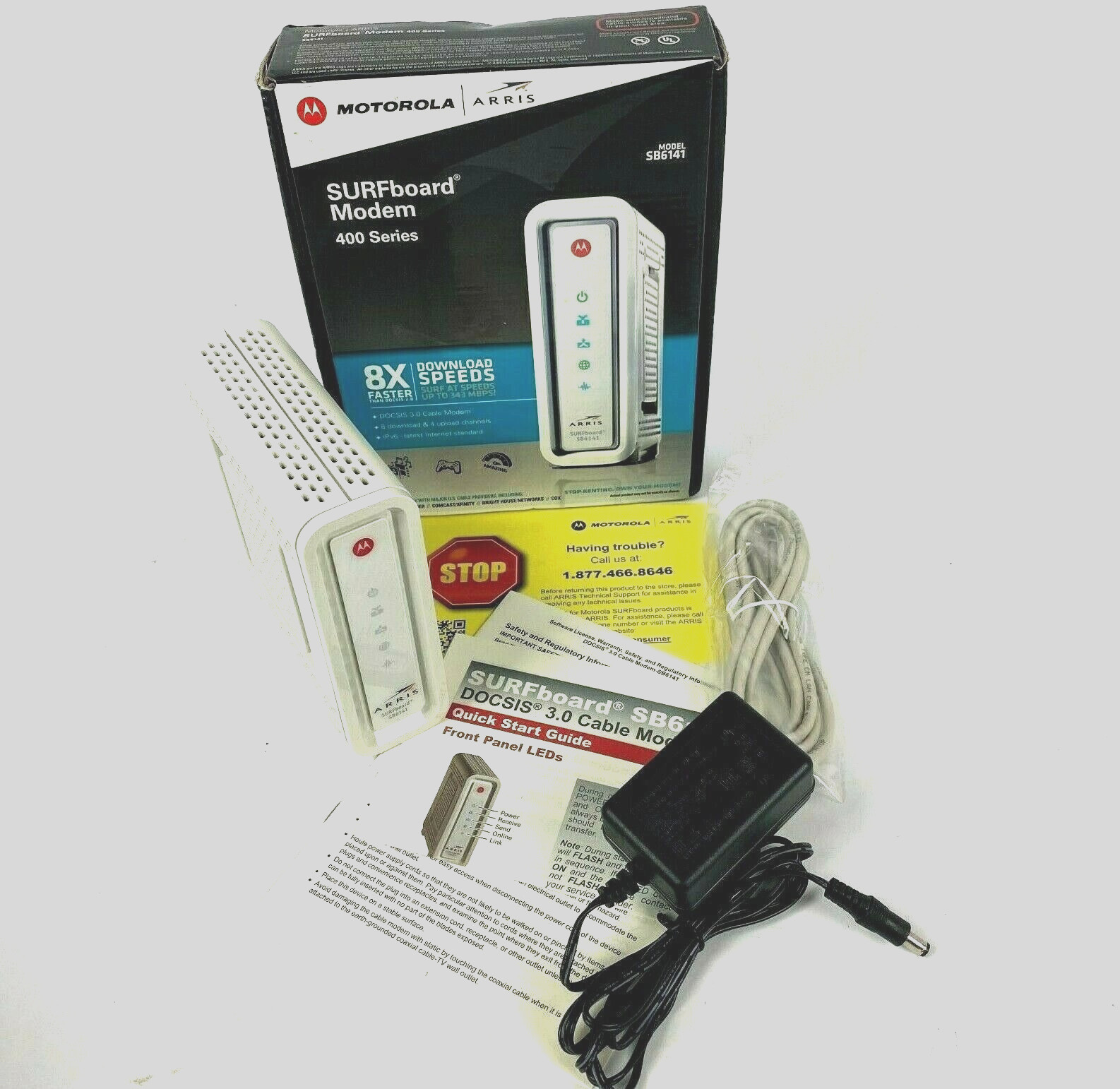 ARRIS SURFboard Modem Motorola SB6141 DOCSIS 3.0 400 Series White