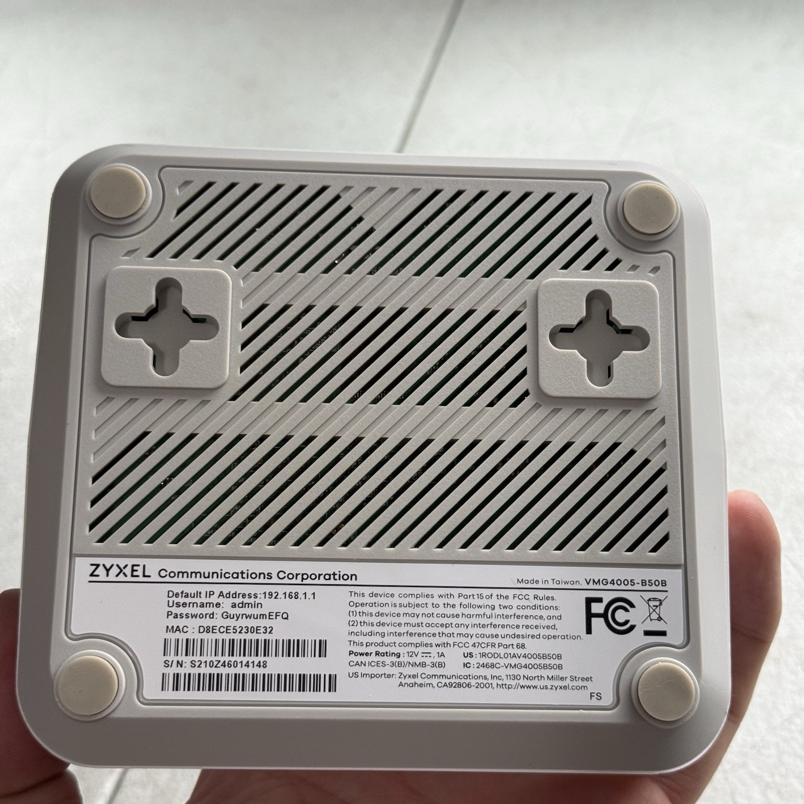 Zyxel VMG4005-B50B VDSL2 Modem 17A BONDING AND 35B SINGLE LINE B