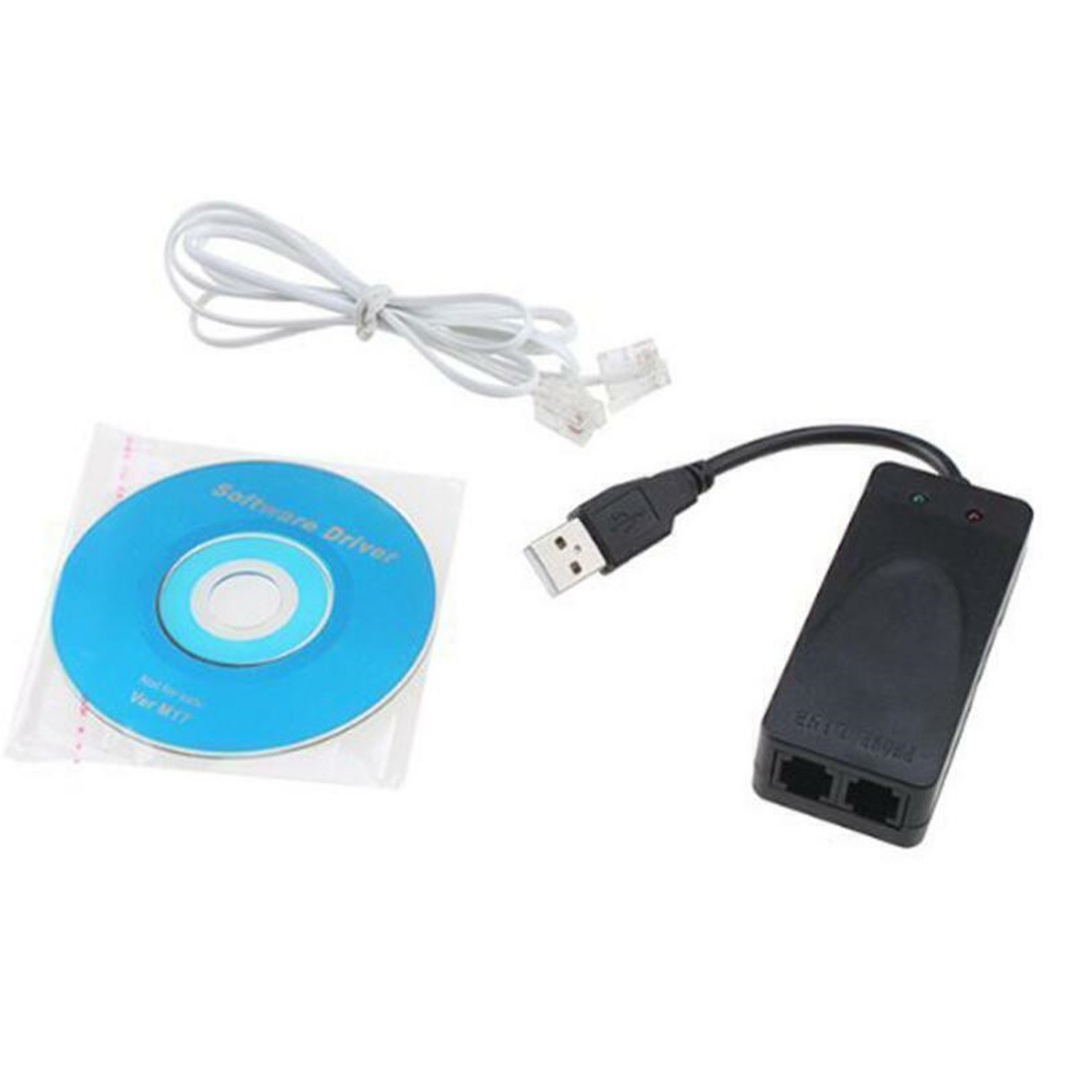 Dual RJ11 Port USB 56K External Dial Up Voice Fax Data Modem Adapter Win 7/8/10