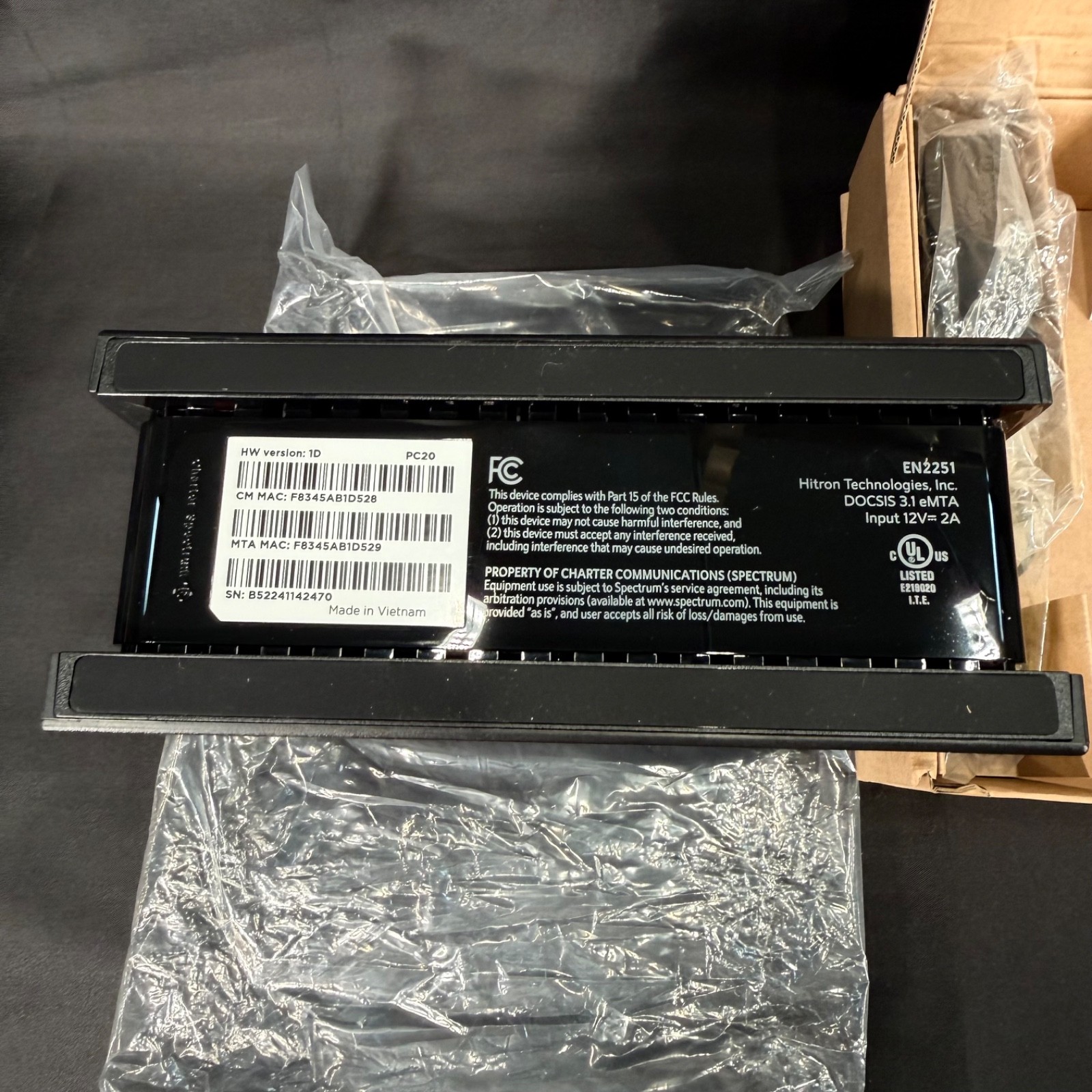Spectrum DOCSIS 3.1 2.5G eMTA Cable Modem Router ES2251 – NEW Open Box UNUSED