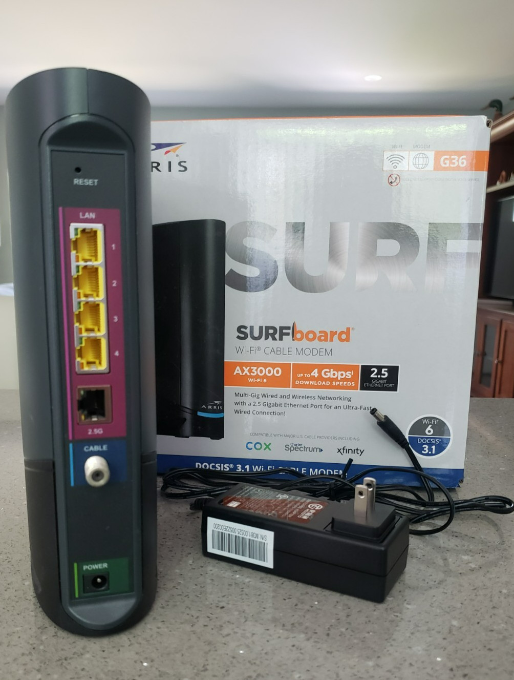 ARRIS Surfboard G36 DOCSIS 3.1 Multi-Gigabit Cable Modem & AX3000 Wi-Fi Router