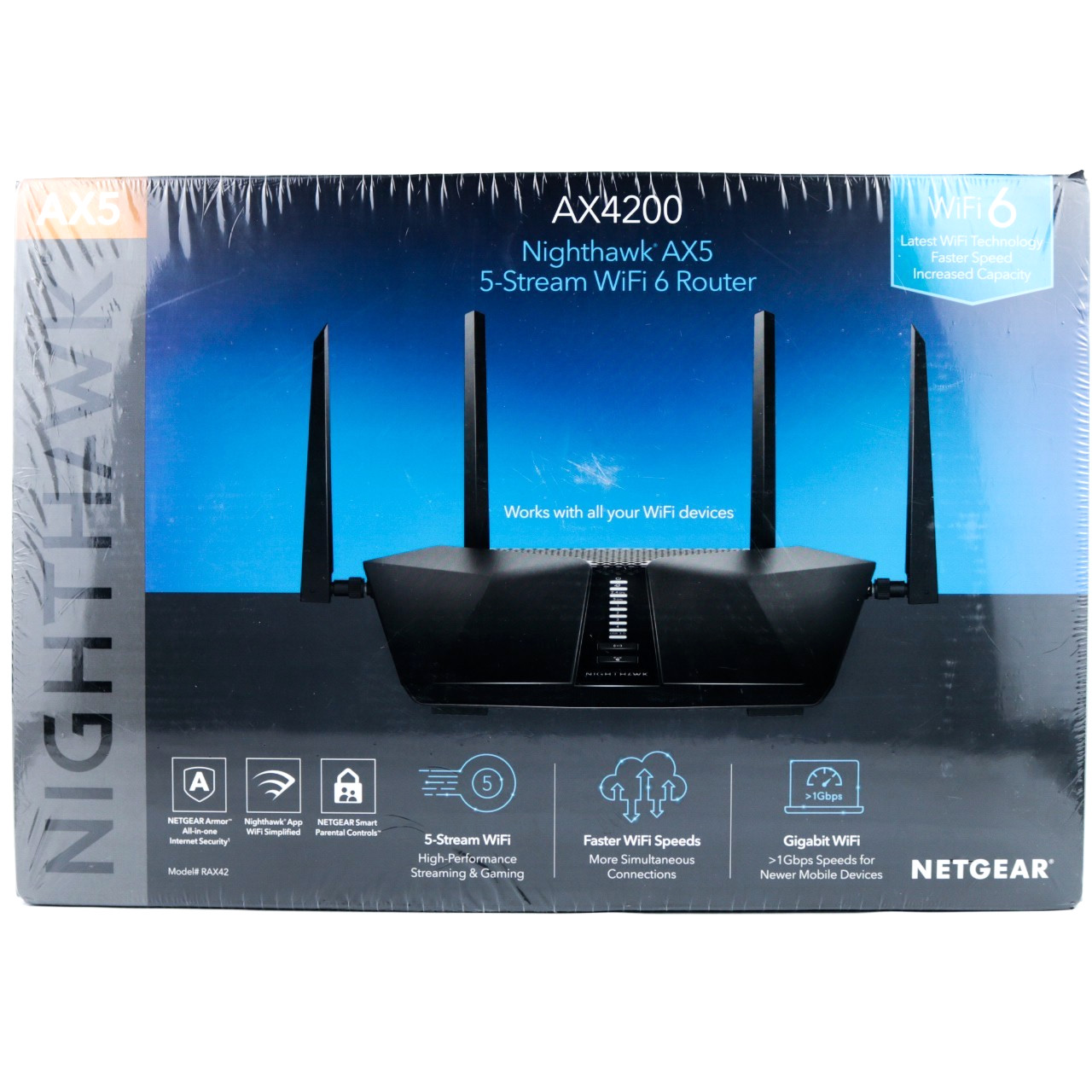 Netgear AX4200 Nighthawk AX5 5-Stream Wifi 6 Router (RAX42-100NAS)
