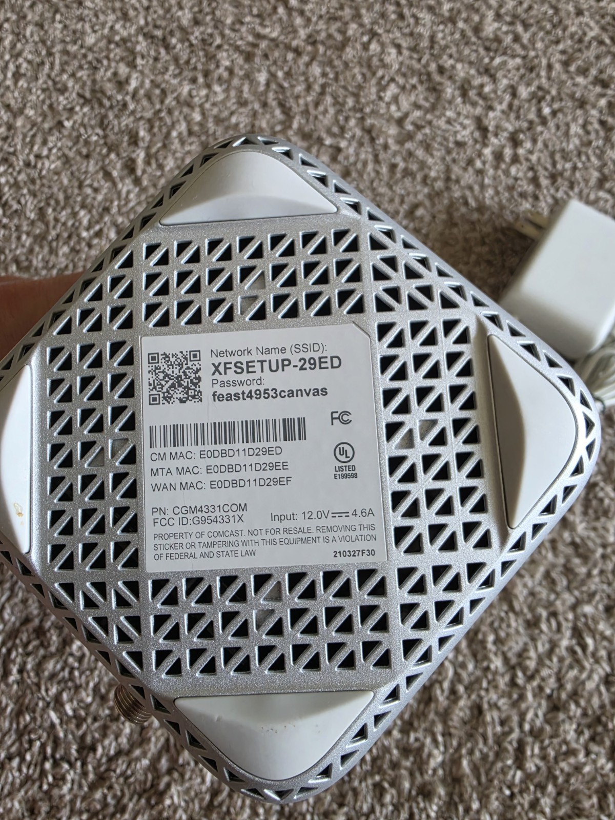 Xfinity Router Modem WiFi Router w/ Power Cord Model XB7-CM Read Description.