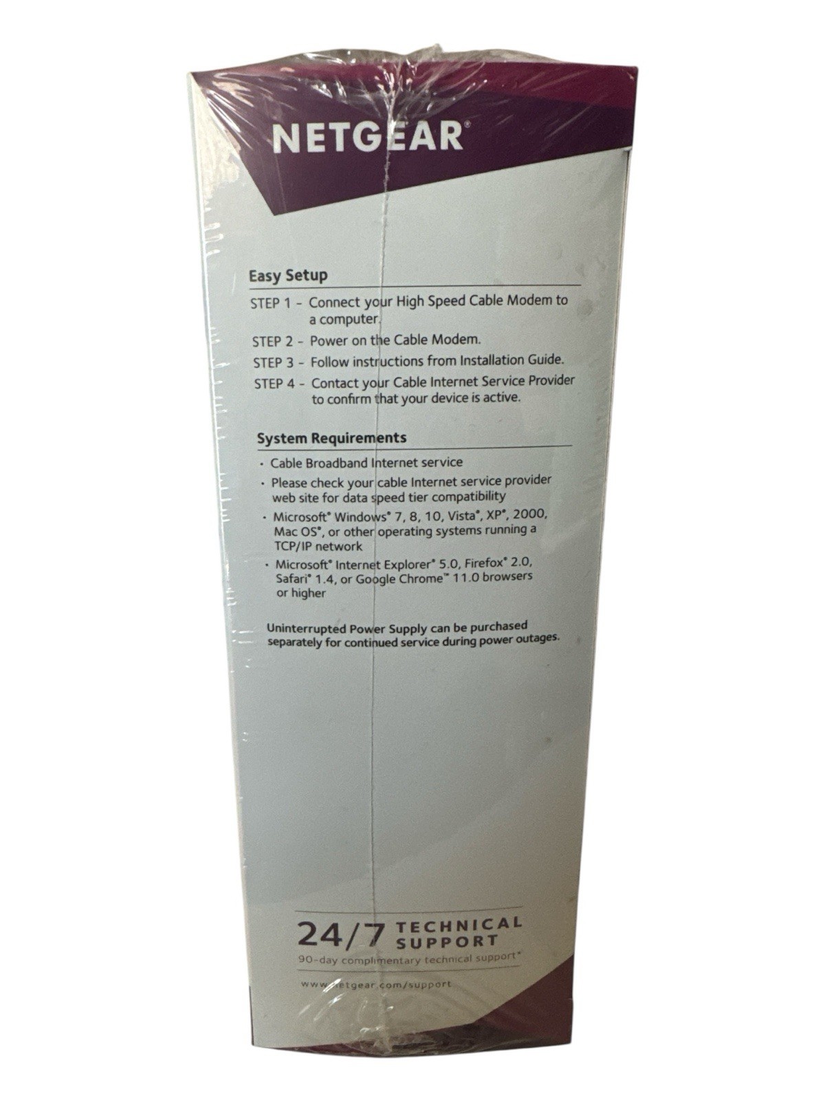 Netgear CM500V 16×4 DOCSIS 3.0 680Mbps High Speed Cable Modem with Voice Sealed