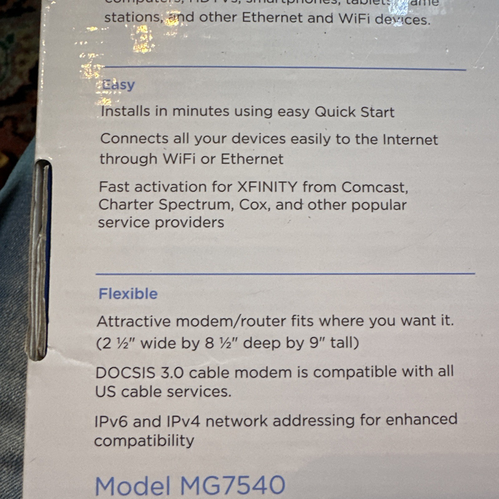 Motorola MG7540-10 16×4 Cable Modem – Black
