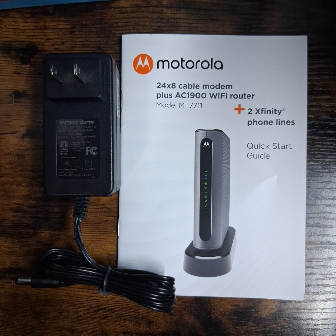 Motorola MT7711 24X8 Cable Modem and AC1900 Dual Band Wi-Fi Gigabit Router 2…