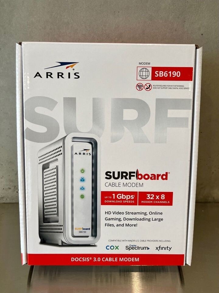 Arris Surfboard-DOCSIS 3.0 CABLE MODEM SB6190, 1 GB Ethernet Port