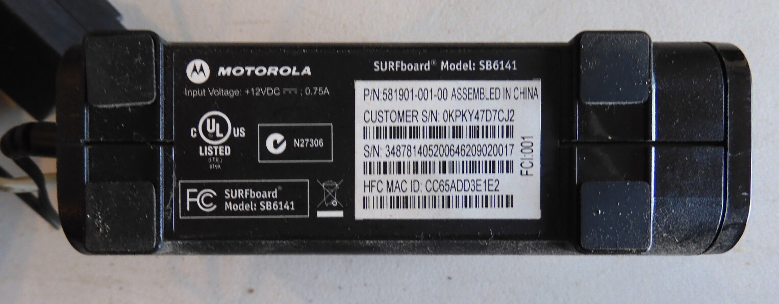 Arris DG1670A Model Router Dual Band P/N DG00DLQ1670 & SURFboard SB6141 & Ruckus
