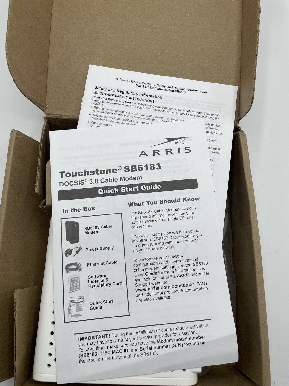 ARRIS SURFboard SB6183 DOCSIS 3.0 Cable Modem – White