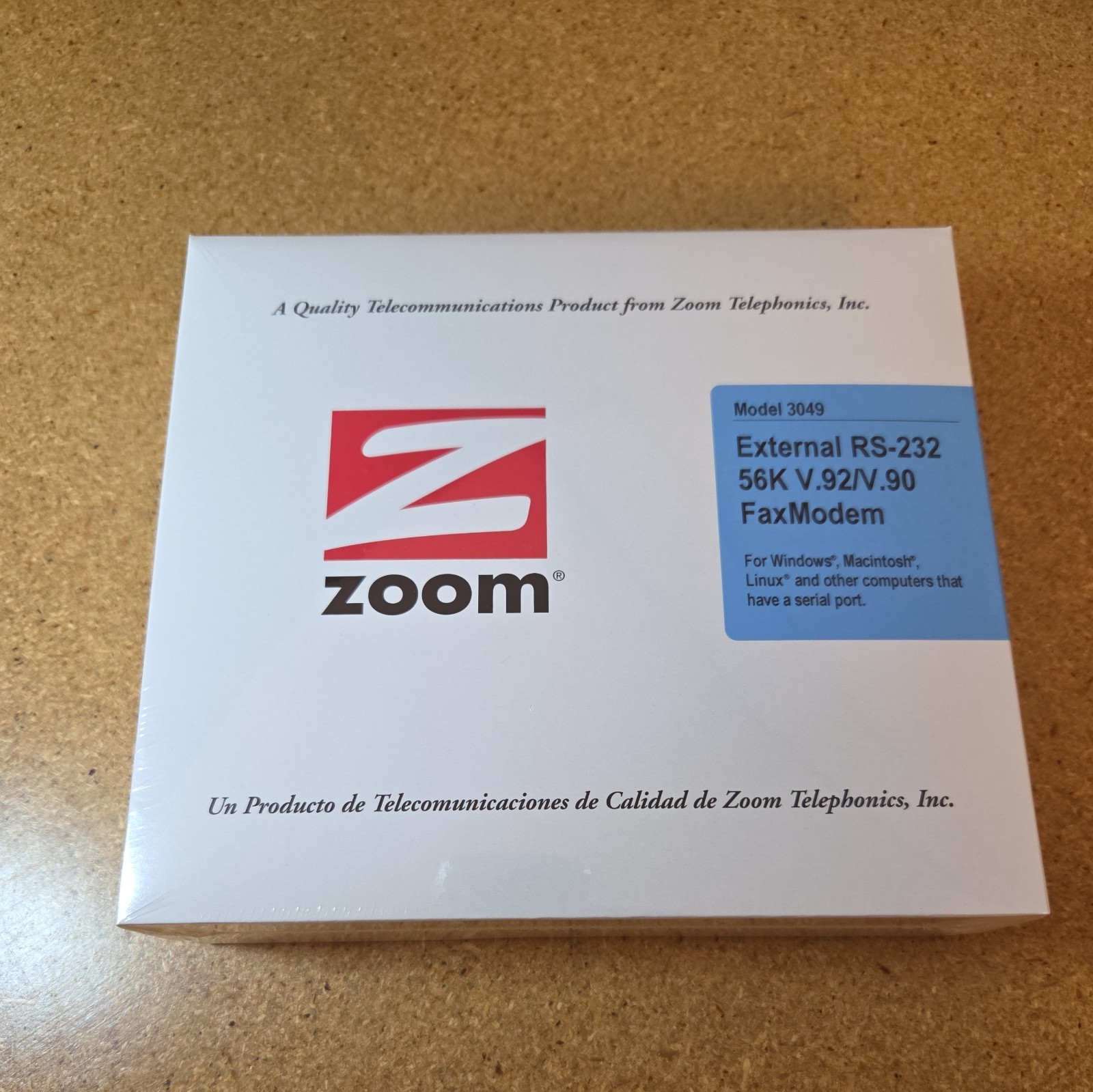 Zoom Model 3049 56K V.90 V.92 External Serial Modem – New/Sealed Box