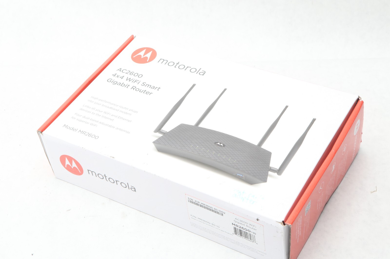 MOTOROLA AC2600 4×4 WiFi Smart Gigabit Router Extended Range Model MR2600 O23