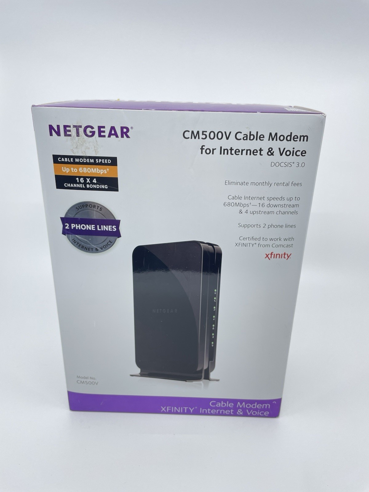 NETGEAR CM500V Cable Modem for Internet & Voice Xfinity 680mbps Open Box