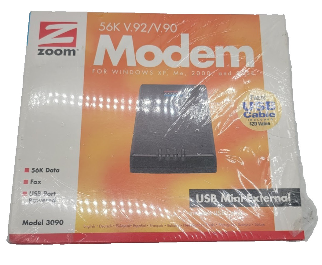 ZOOM 56K V.92/V.90 MODEM 3090 FOR WINDOWS XP, ME, 2000 AND 98SE