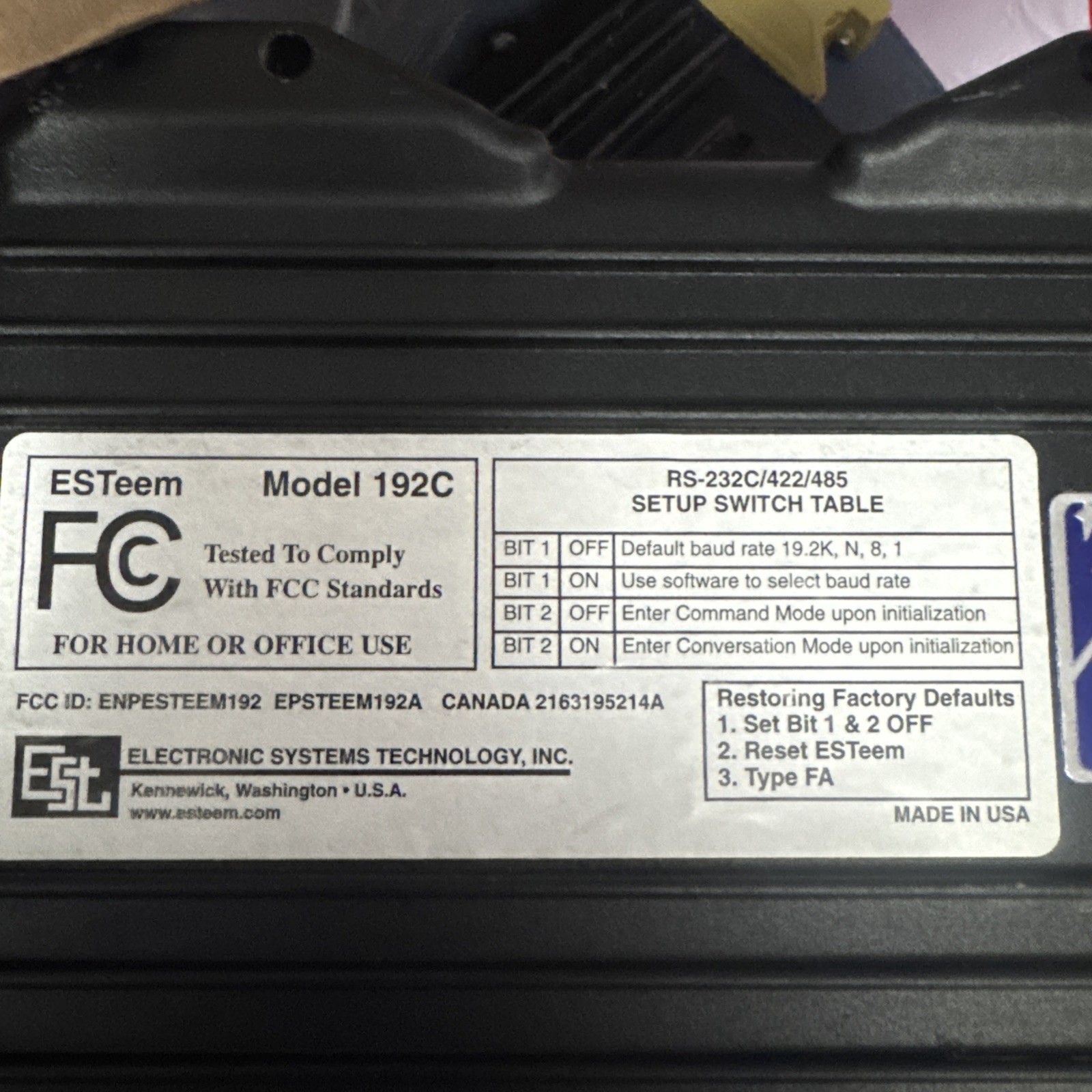 (SCADA) Esteem 192C Wireless Modem UHF 450-470MHz