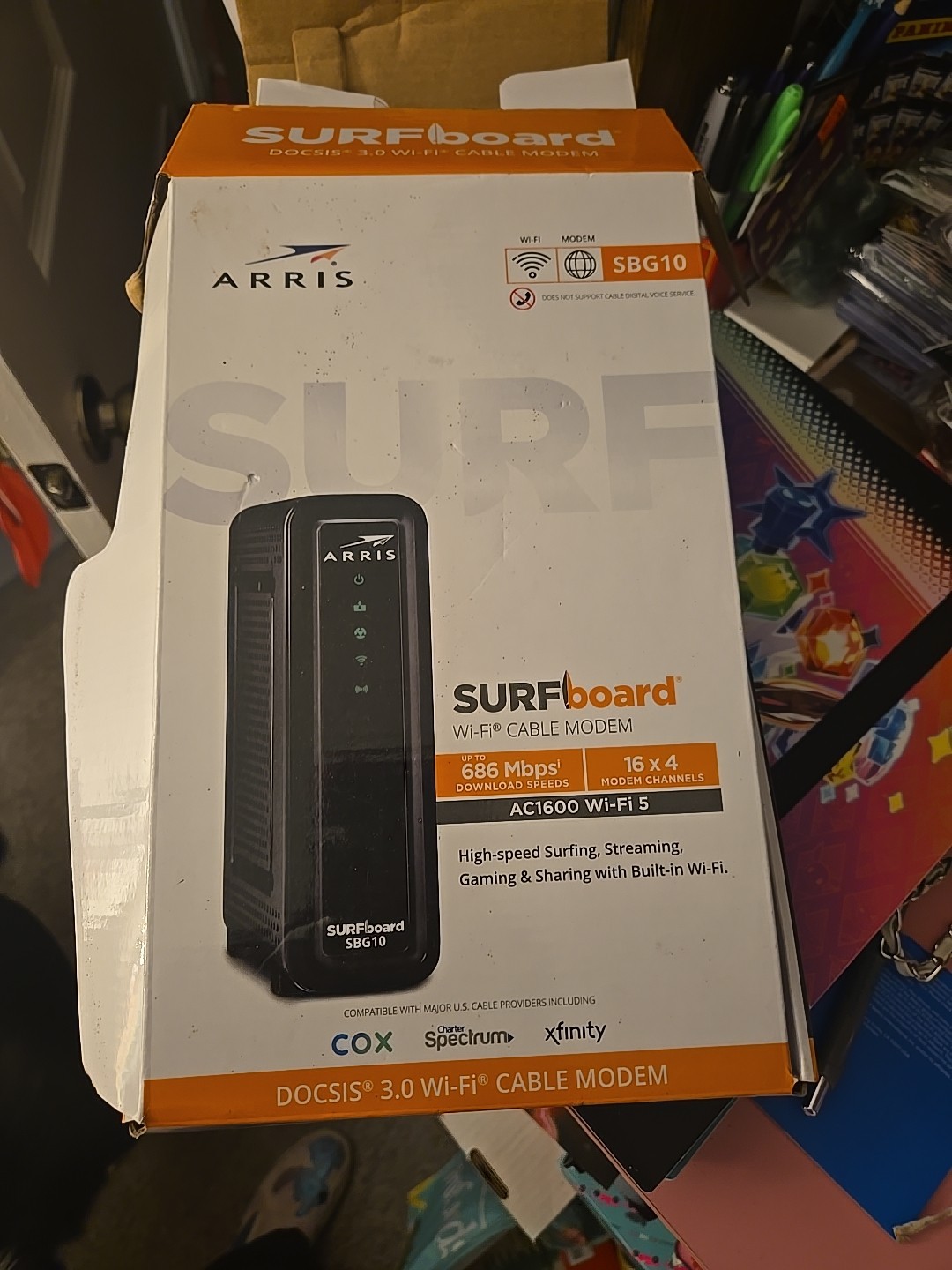 ARRIS SURFboard SBG10 DOCSIS 3.0 Cable Modem AC1600 Dual Band Wi-Fi Router OPEN
