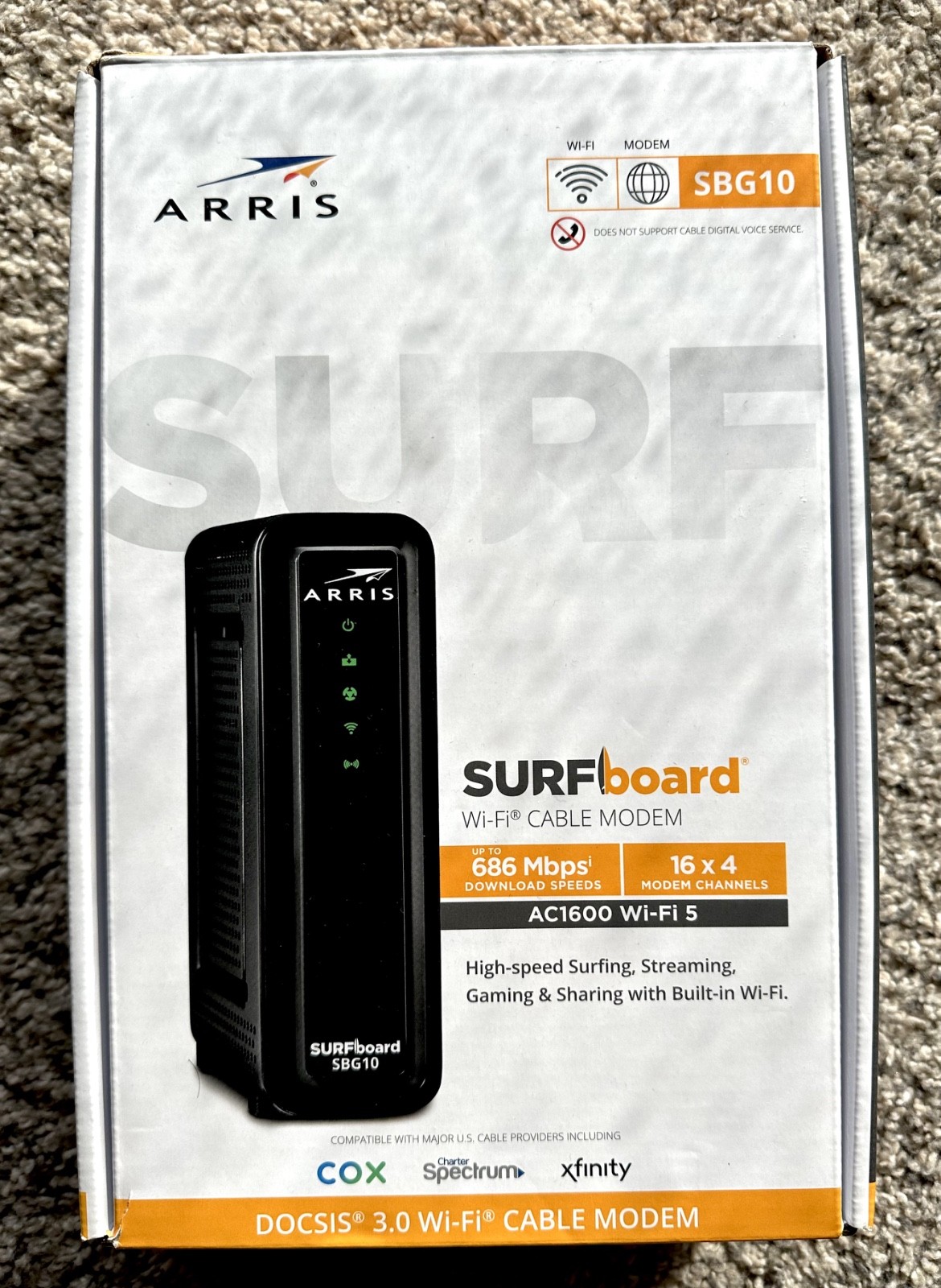 ARRIS High Speed Cable Modem SBG10 SURFboard AC1600 Dual-Band Router FREE SHIP