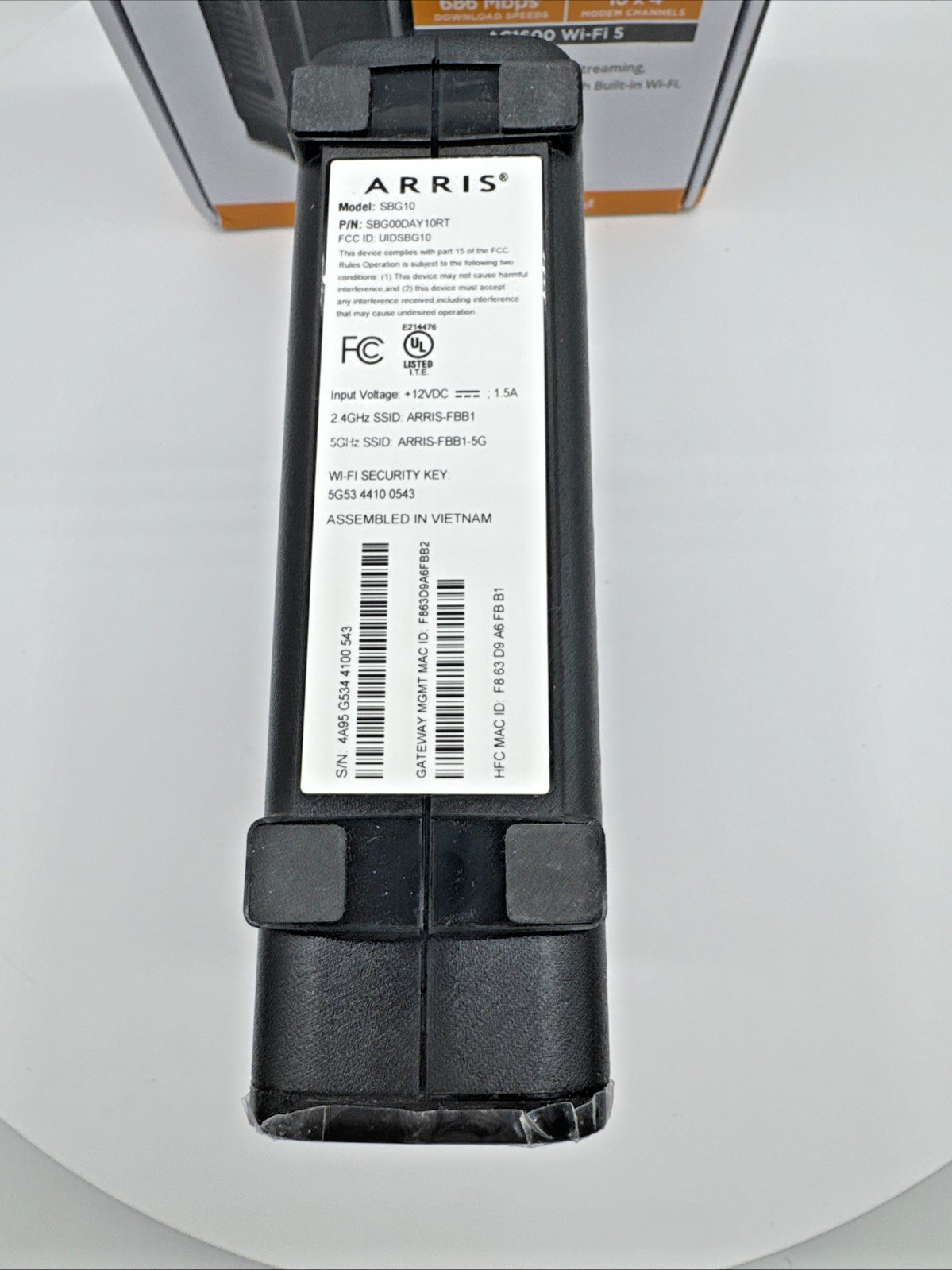ARRIS SBG10 SURFboard DOCSIS 3.0 AC1600 WiFi Modem Router Xfinity Cox
