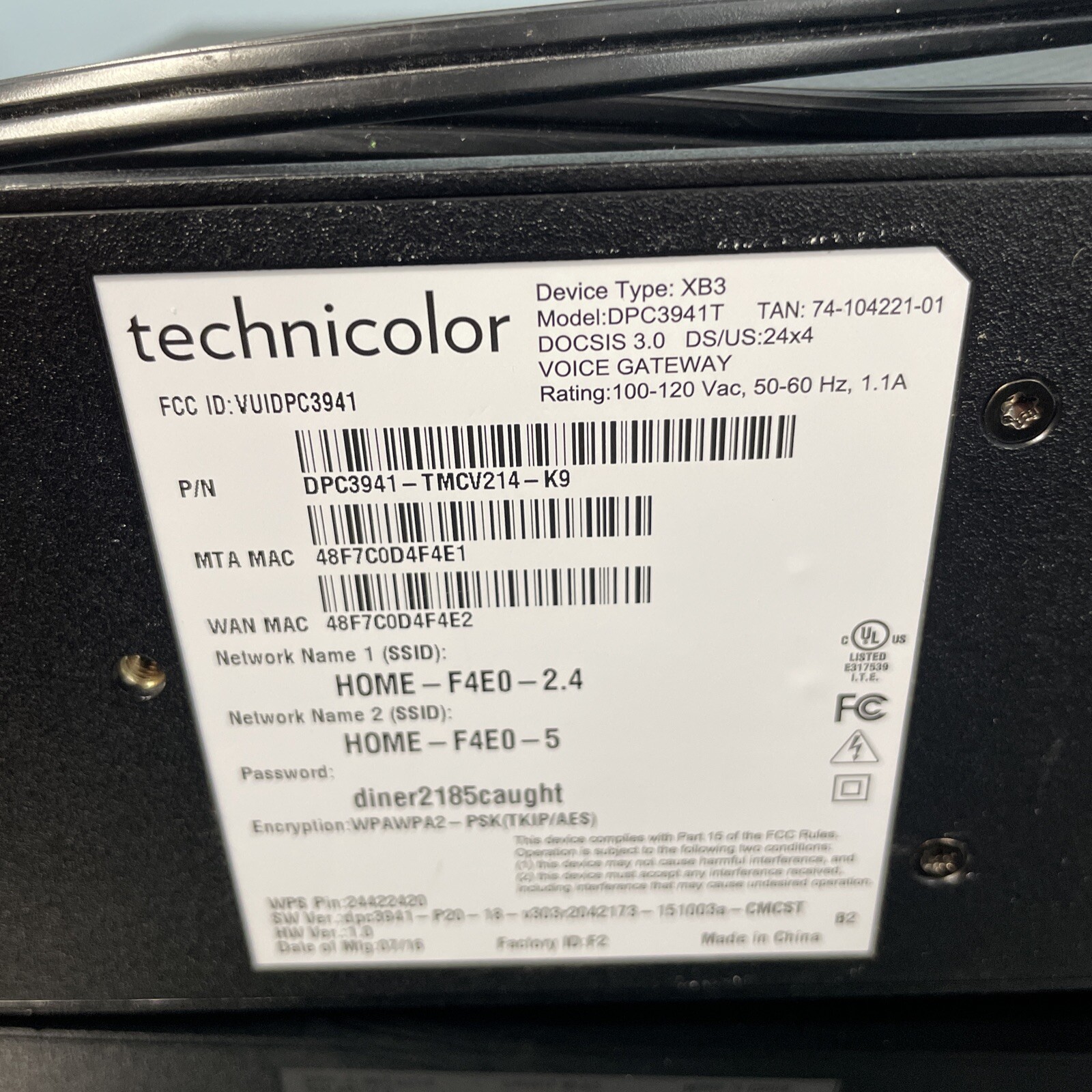 Comcast Business DPC3941T XB3 Dual Band WiFi High Speed Internet