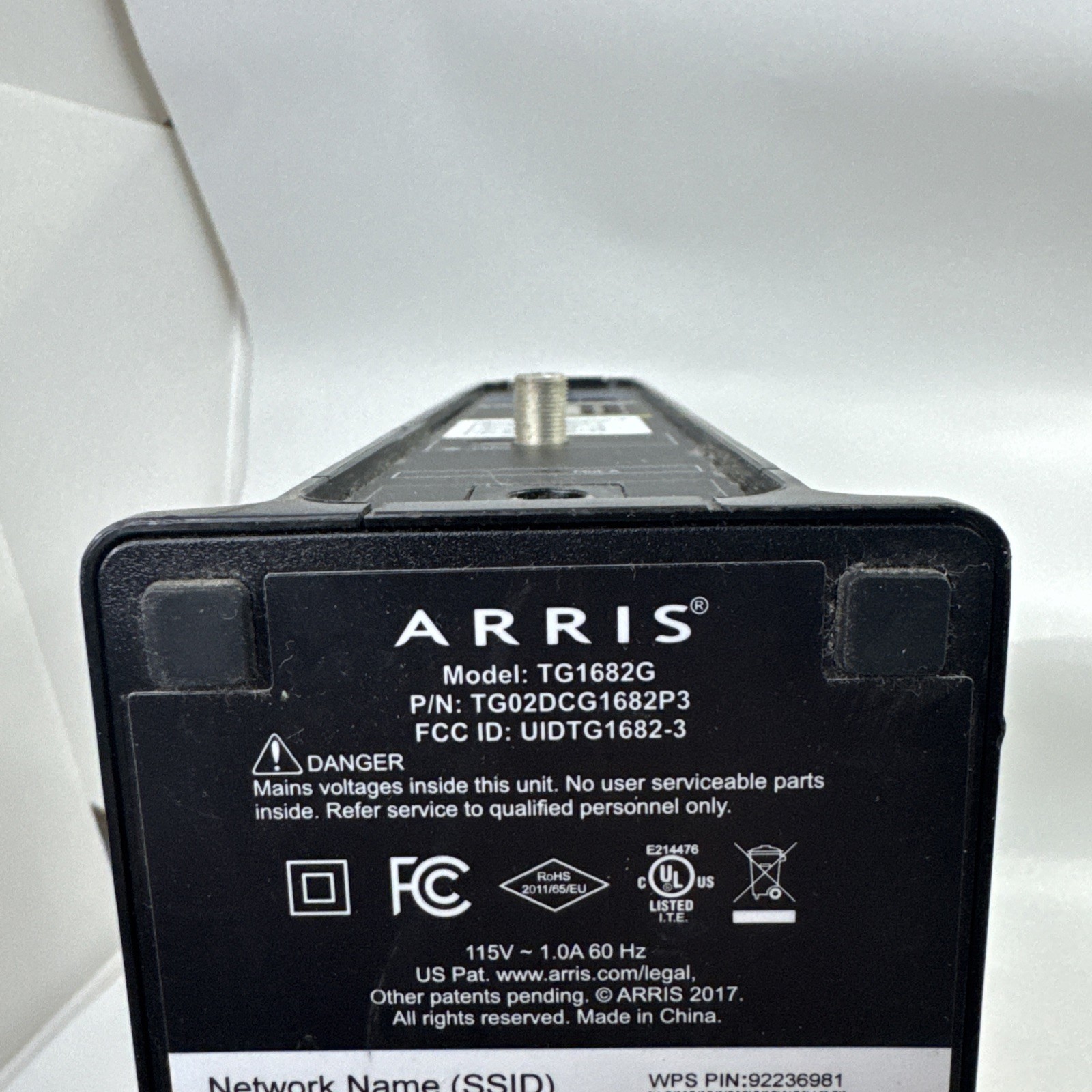 Arris Panoramic TG1682G Dual Band 2.4GHz 5GHz Wireless WiFi Router Cable Modem