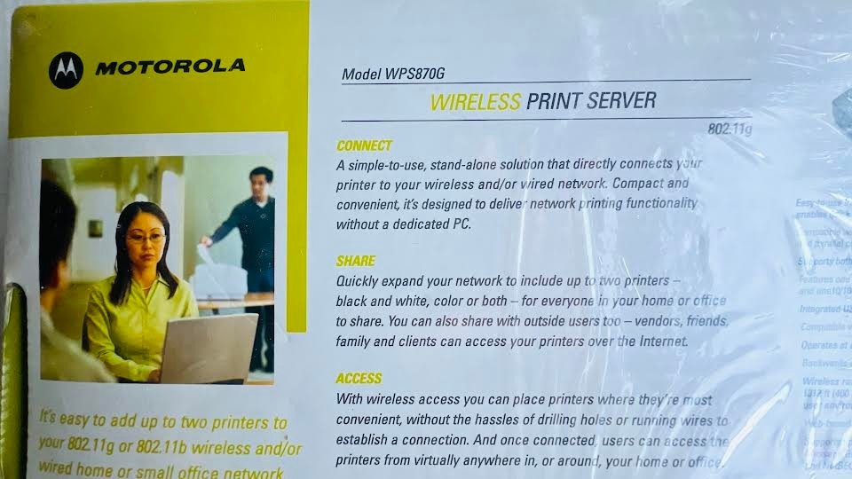 Motorola 513567-001 802.11G Wireless Print Server USB 2.0 Adapter NEW