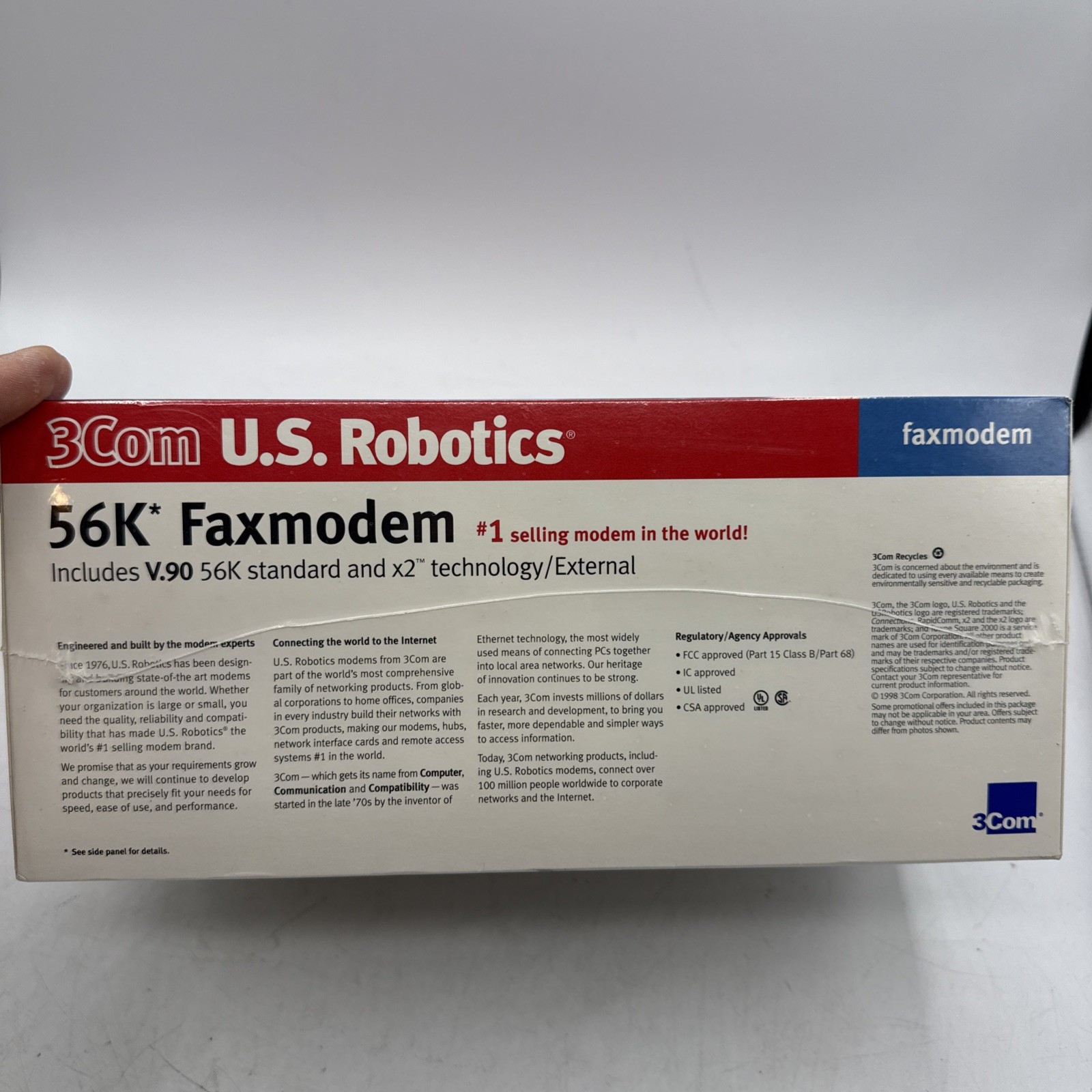 US Robotics Model 5686 3Com 56K Faxmodem External Modem V.90 x2 Technology – NEW