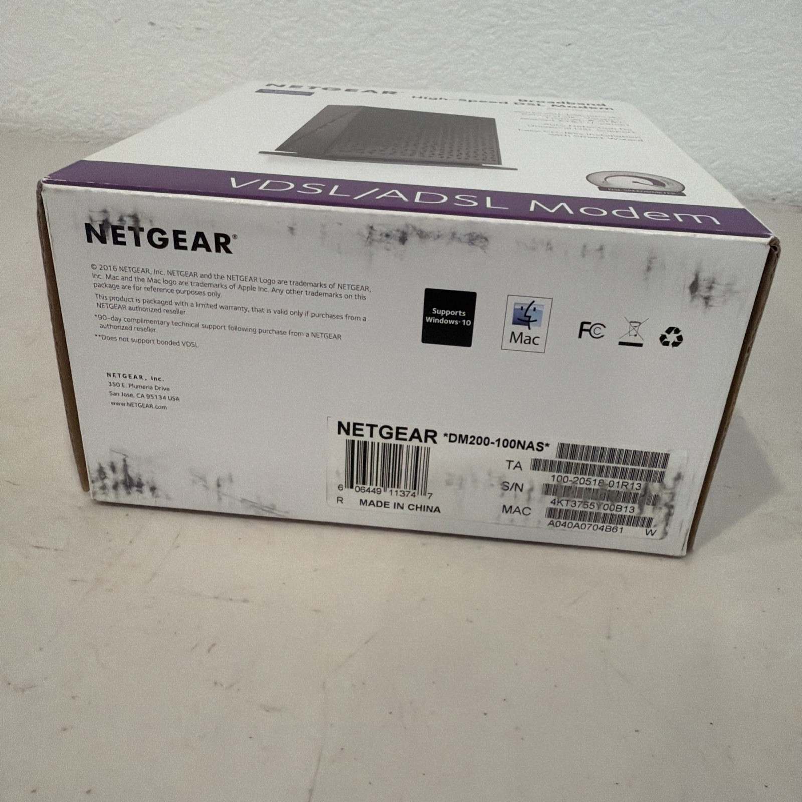 Netgear Broadband High Speed DSL Modem VDSL/ADSL DM200-100NAS Open Box