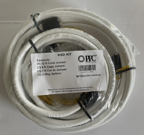 PPC HSD Kit 12ft Coax Jumper 606211-PPC New white cat cable 7 ft