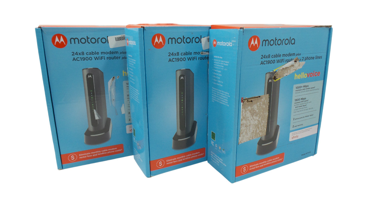 Lot of 3 Motorola MT7711 Dual Band AC1900 Modem and Wi-Fi Router