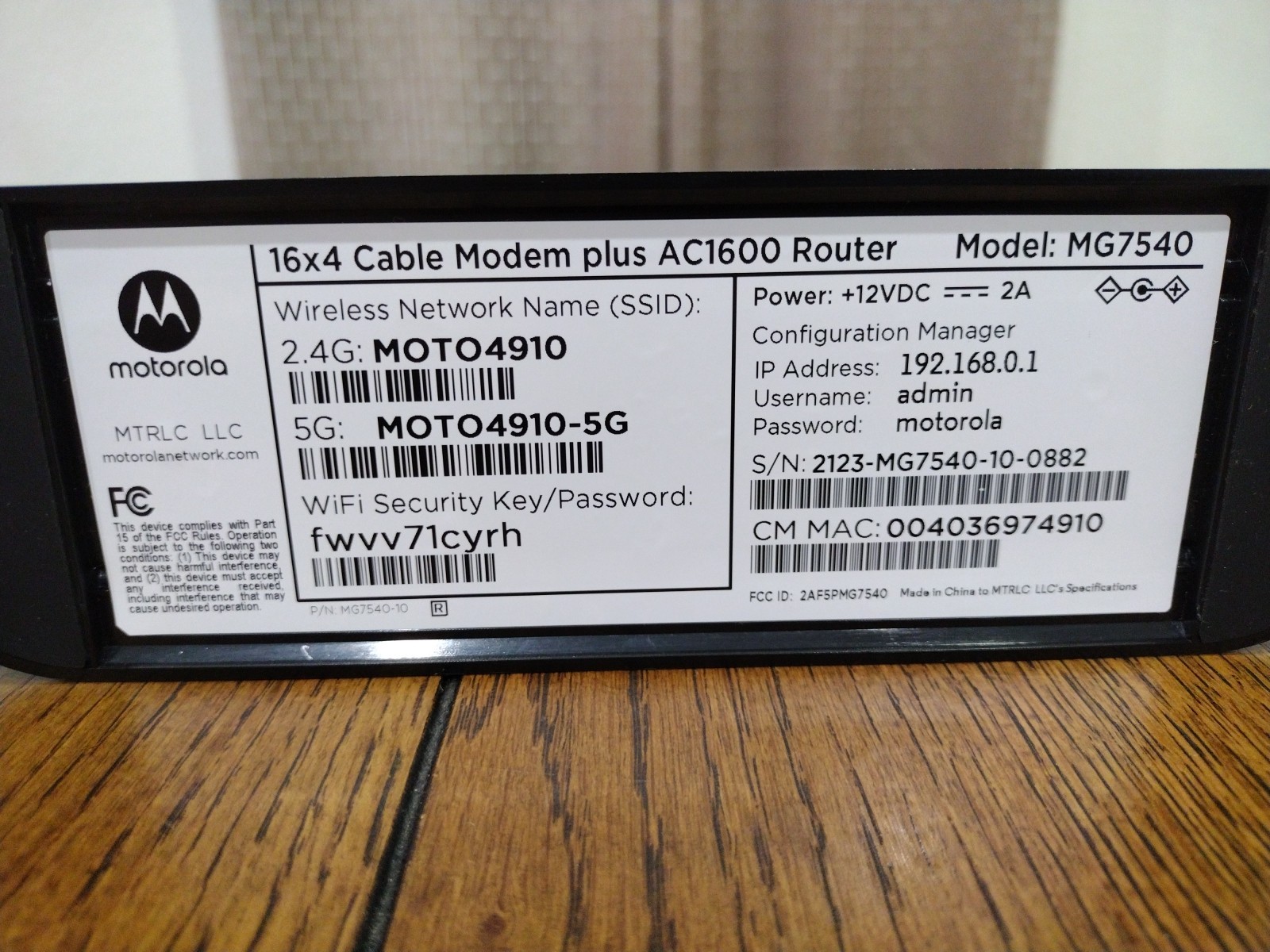 Motorola MG7540 16×4 DOCSIS 3.0 Cable Modem Plus AC1600 WiFi Router – Open Box