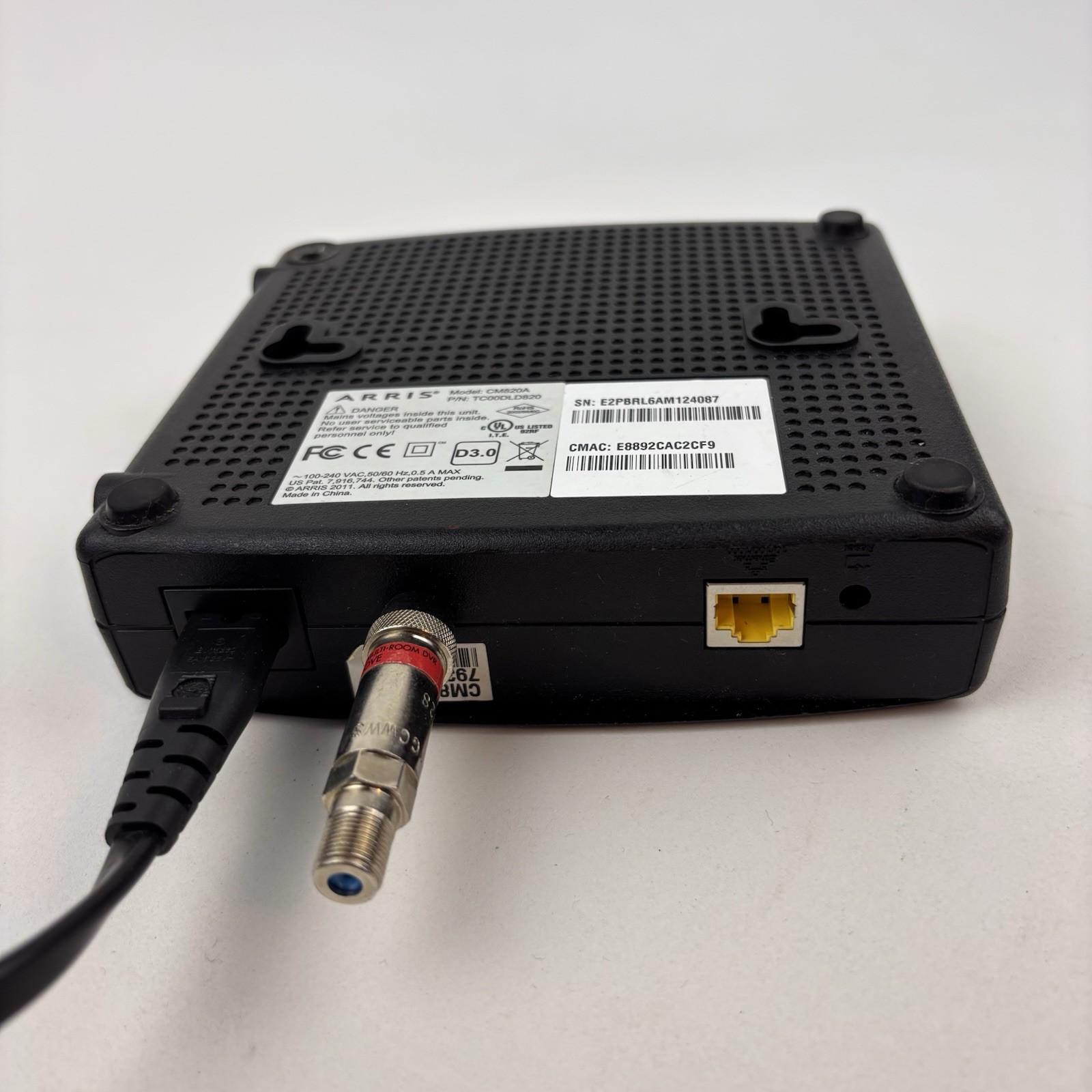 ARRIS Touchstone CM820A Cable Modem with Power Cable Black Color Tested Works