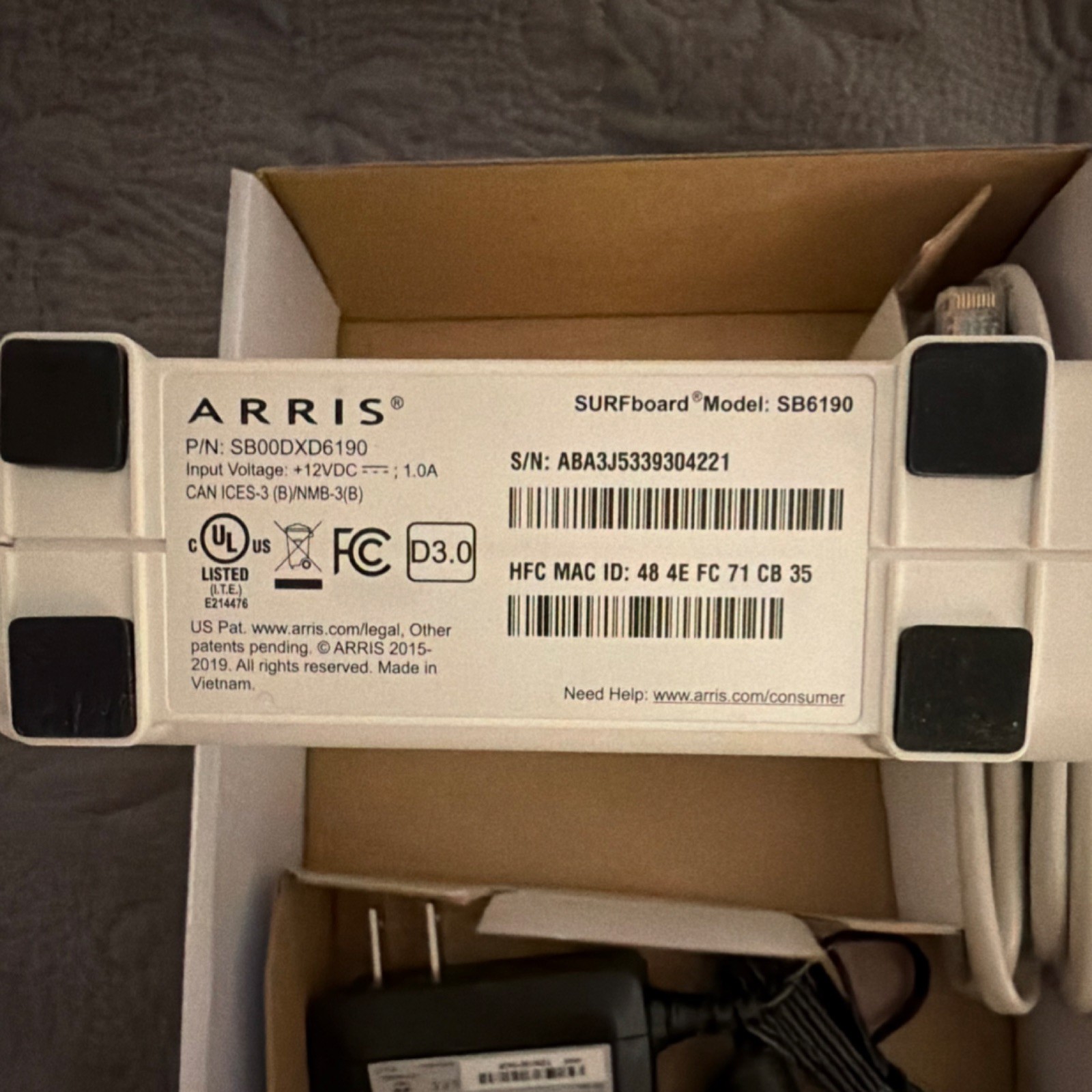 ARRIS SURFboard SB6190 DOCSIS 3.0 Cable Modem 32×8 1.4 Gbps Xfinity