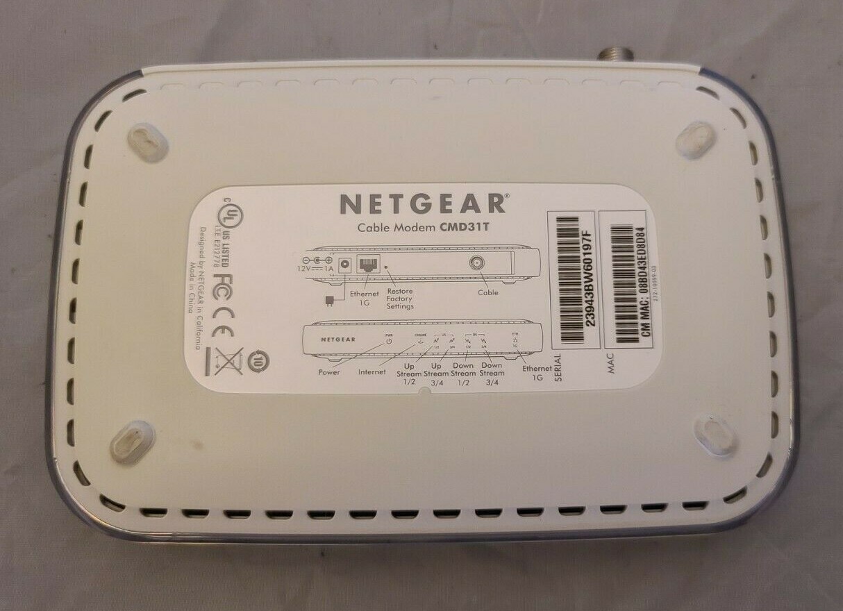 Netgear Cable Modem CMD31T NO POWER CABLE