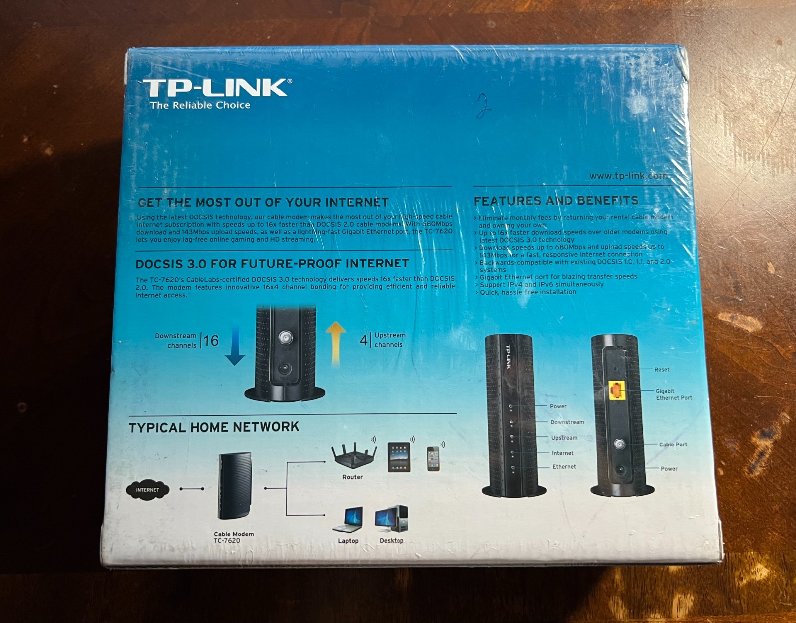 TP-LINK TC-7620 680Mbps DOCSIS 3.0 High Speed Cable Modem New Sealed