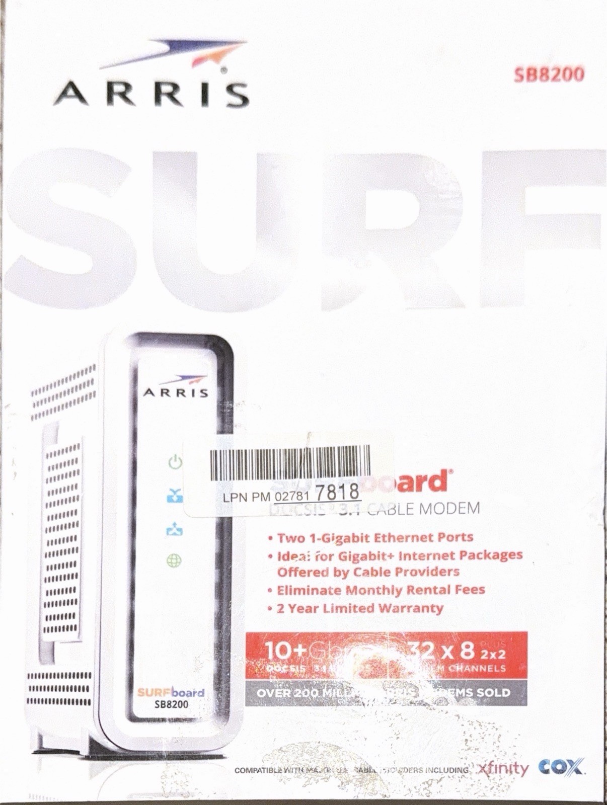 ARRIS SURFboard SB8200 DOCSIS 3.1 10 Gbps Cable Modem Used