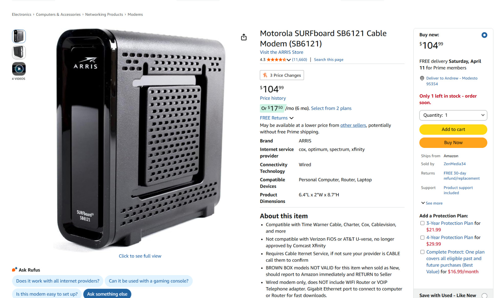 Motorola SURFboard eXtreme (SB6121) DOCSIS 3.0