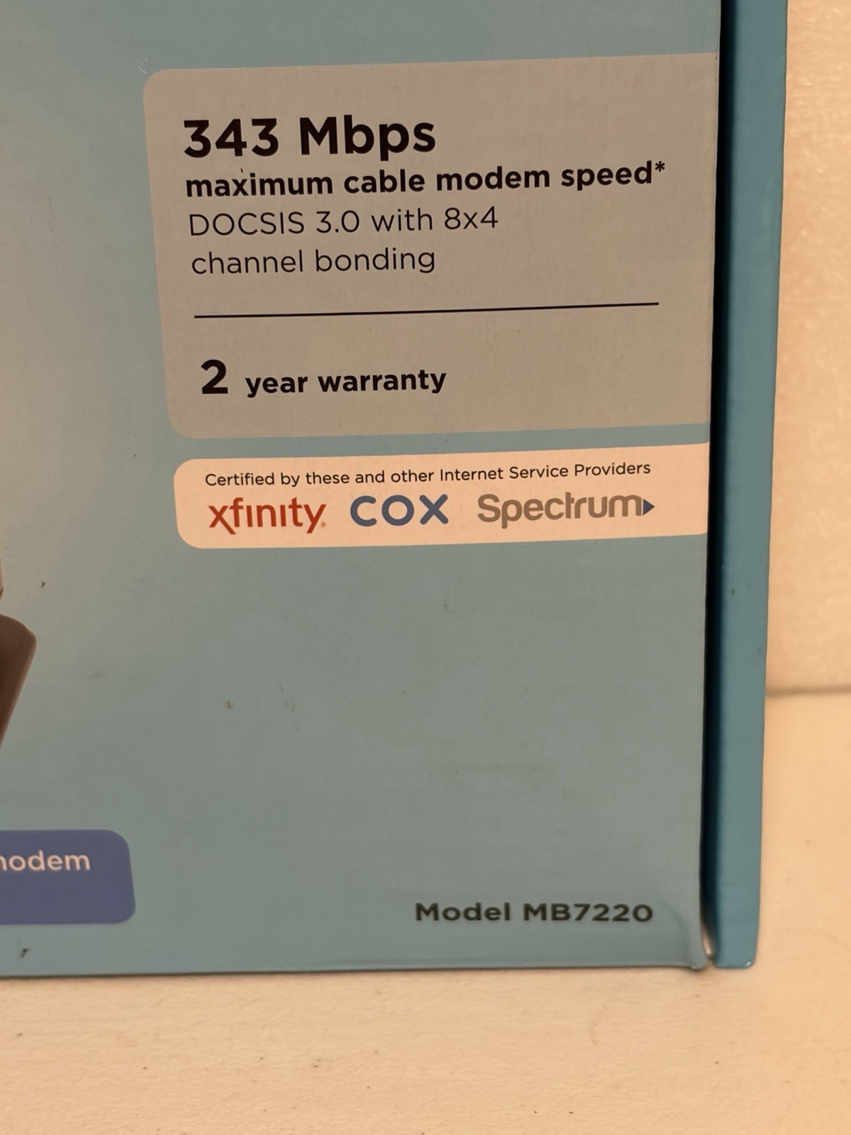 NEW SEALED Motorola MB7220-10 8×4 343Mbps DOCSIS 3.0 Cable Modem
