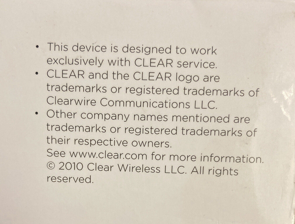 Clear Modem with Wifi Model# WIXFBR-117 w/Power Adapter