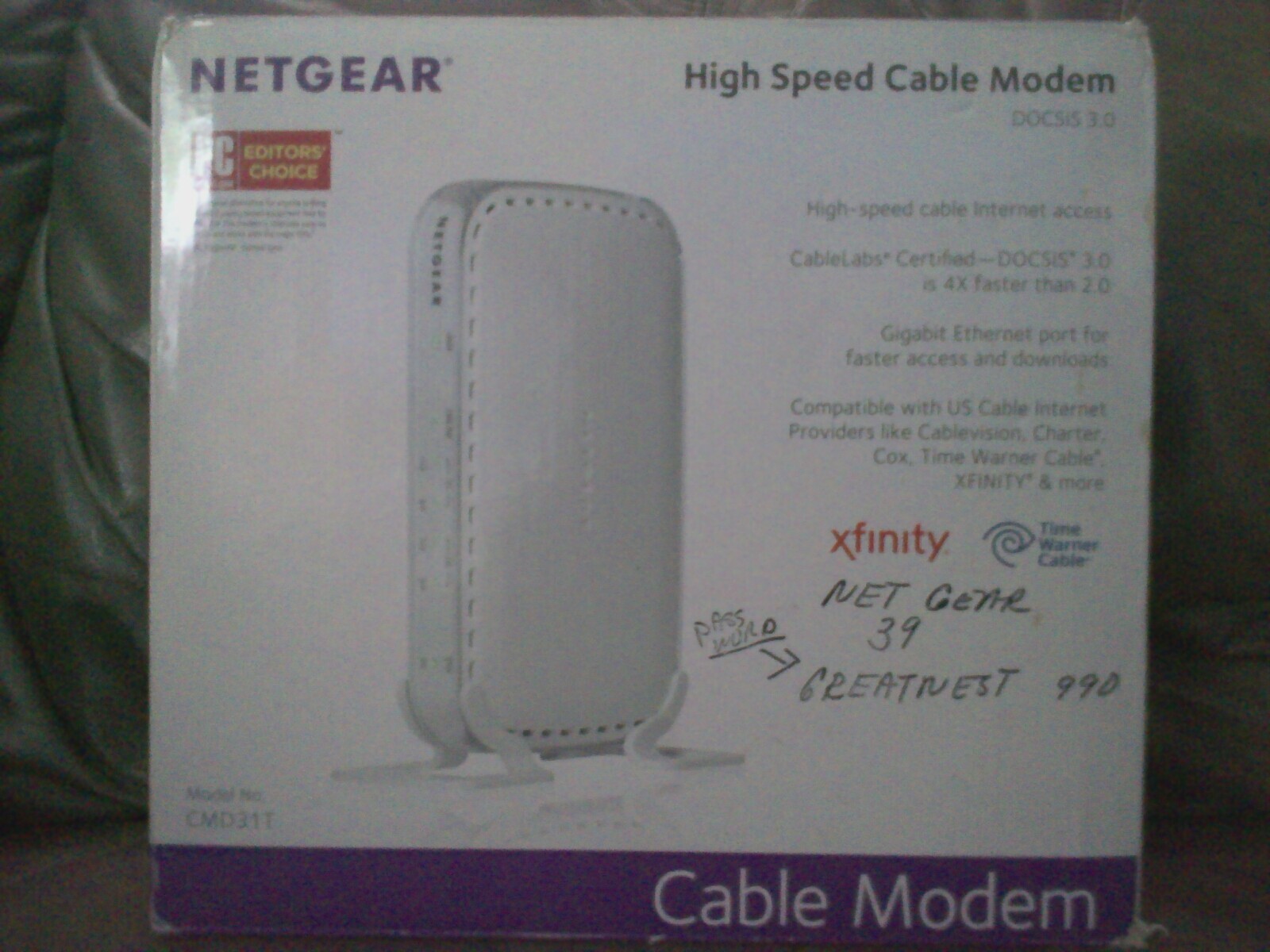 NETGEAR High Speed Cable Modem DOCSIS 3.0 (COMES WITH BOX)