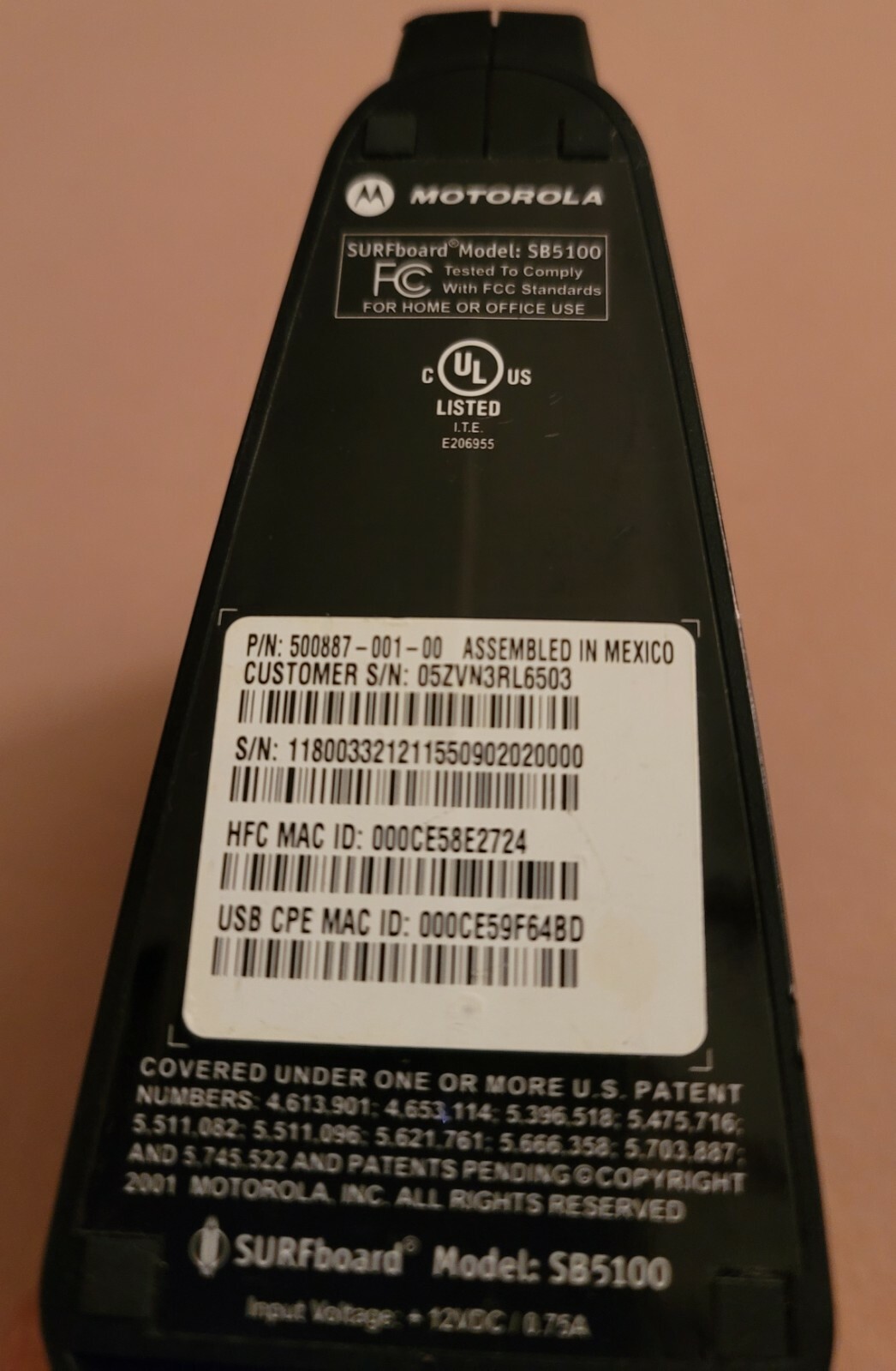 MOTOROLA Surfboard Cable Modem Model SB5100