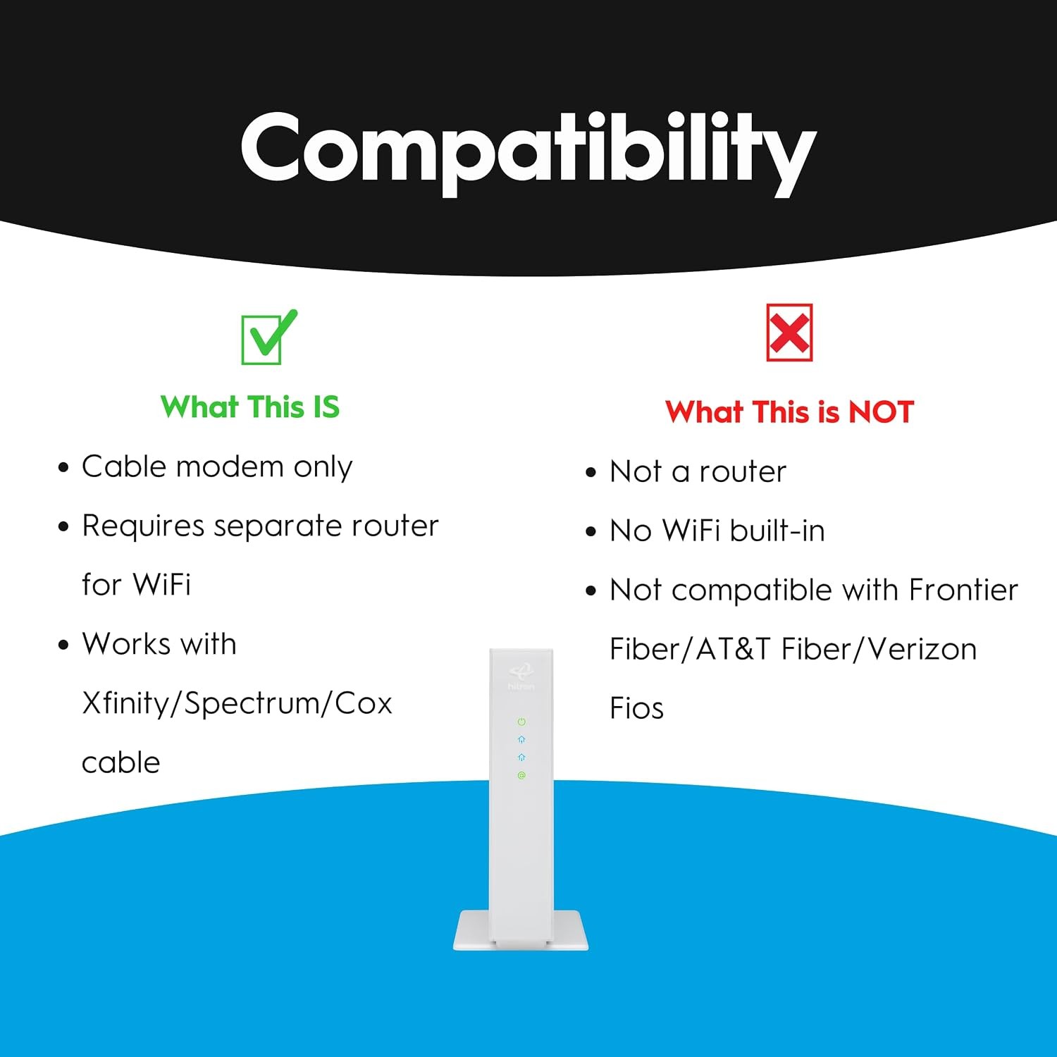Cable Modem Hitron CODA56 DOCSIS 3.1 2.5Gbps Xfinity Spectrum