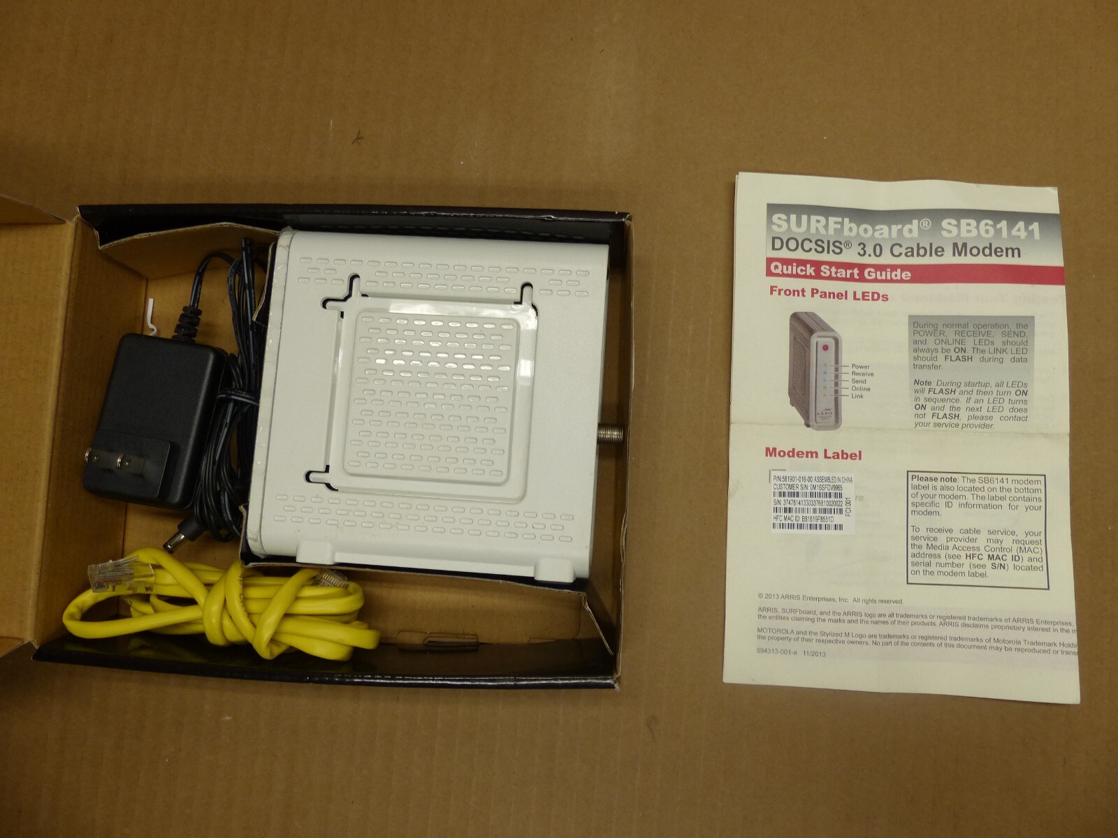 ARRIS SURFboard SB6141 Motorola Surf Board Modem 400 Series