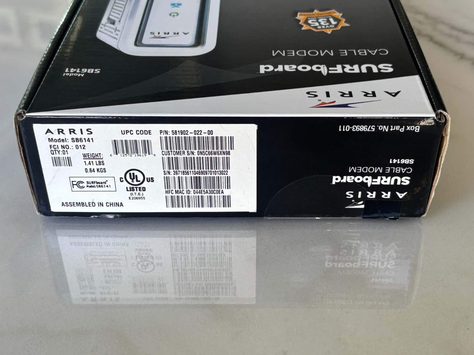 ARRIS SURFboard SB6141 Docsis 3.0 Cable Modem w/ Box, Power Adapter, and Cable