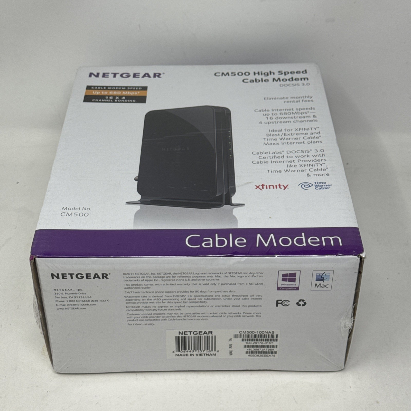 Netgear CM500 DOCSIS 3.0 680Mbps Cable Modem Xfinity / Time Warner Internet New