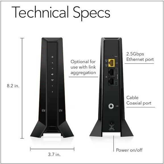 NETGEAR – Nighthawk Mid/High-Split DOCSIS 3.1 Cable Modem – Black