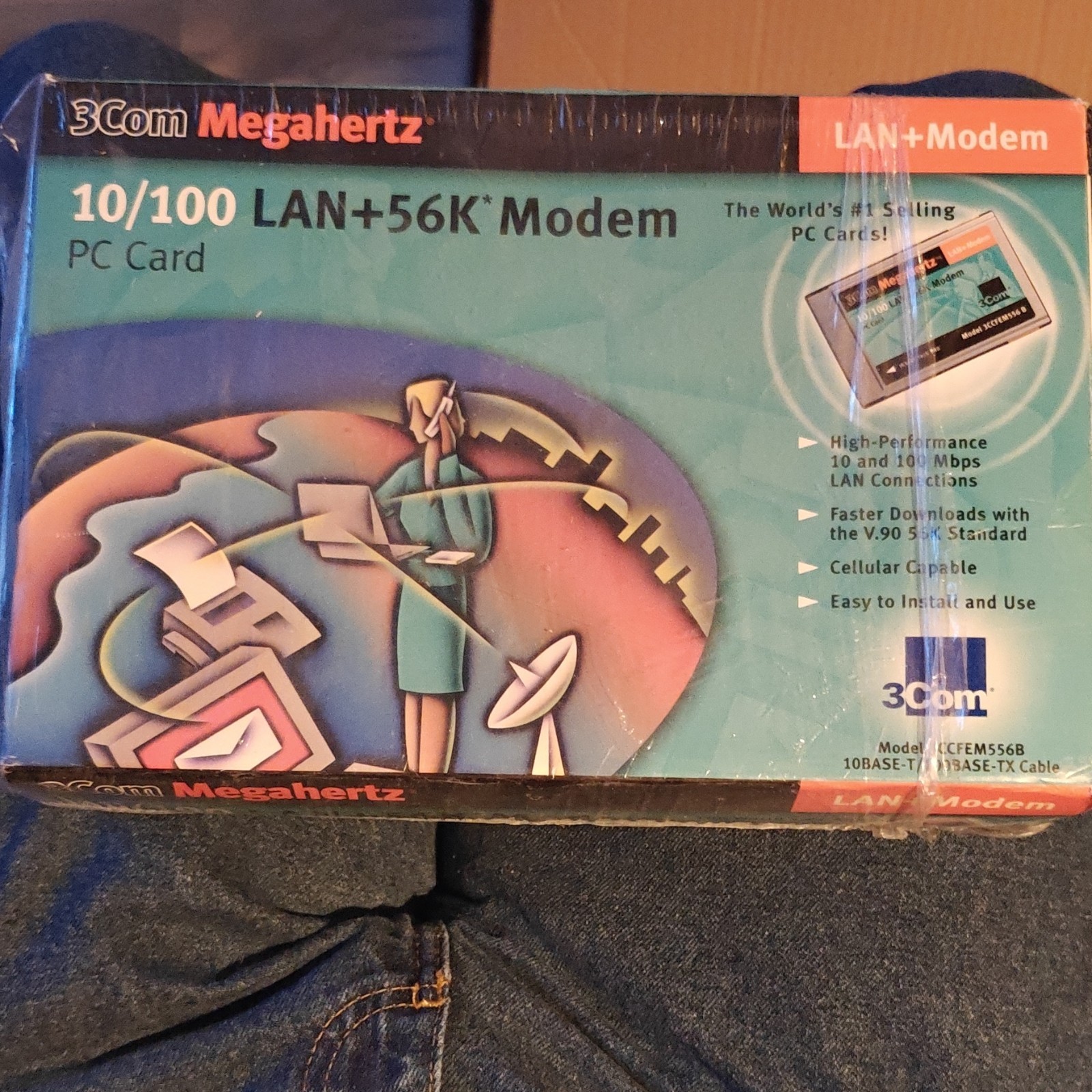 3Com Megahertz 10/100 LAN+56K Modem PC Card 56Kbps RJ-45 RJ-11 3CCFEM556B